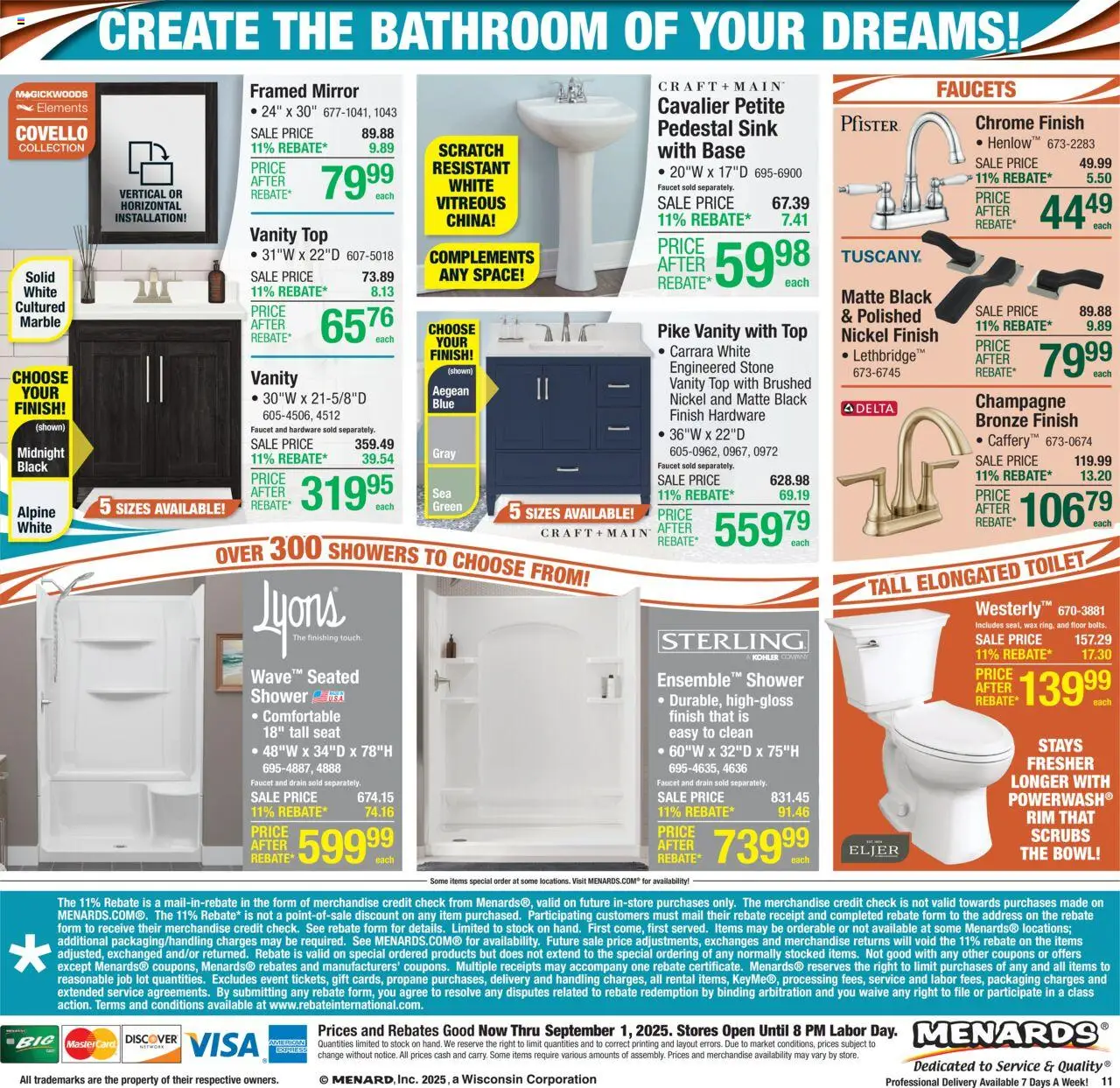 Menards Weekly Ad - valid from 20.08.2025 | Page: 18 | Products: Shower, Mirror