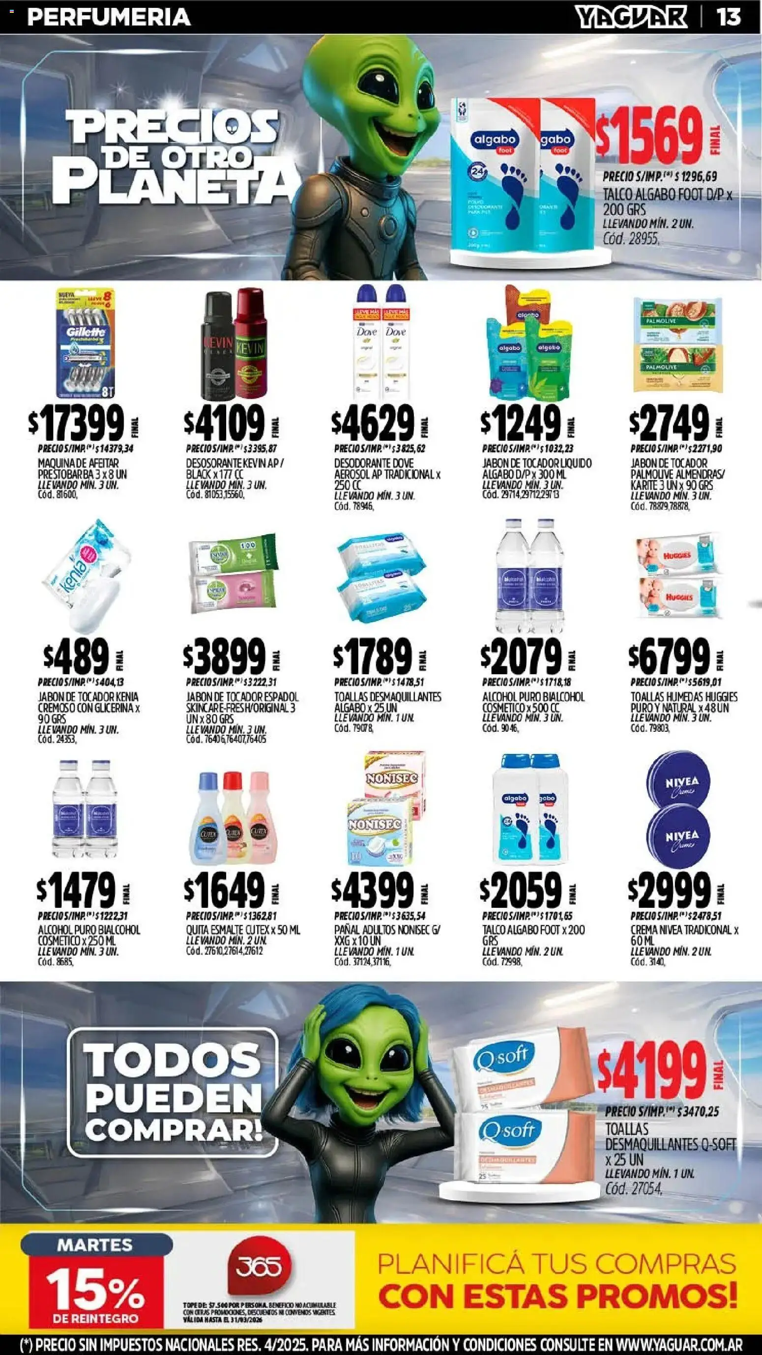 Yaguar - Oferta Semanal Mendoza │ válido desde el 02.03.2026 | Página: 13 | Productos: Toallas, Jabón, Desodorante, Crema