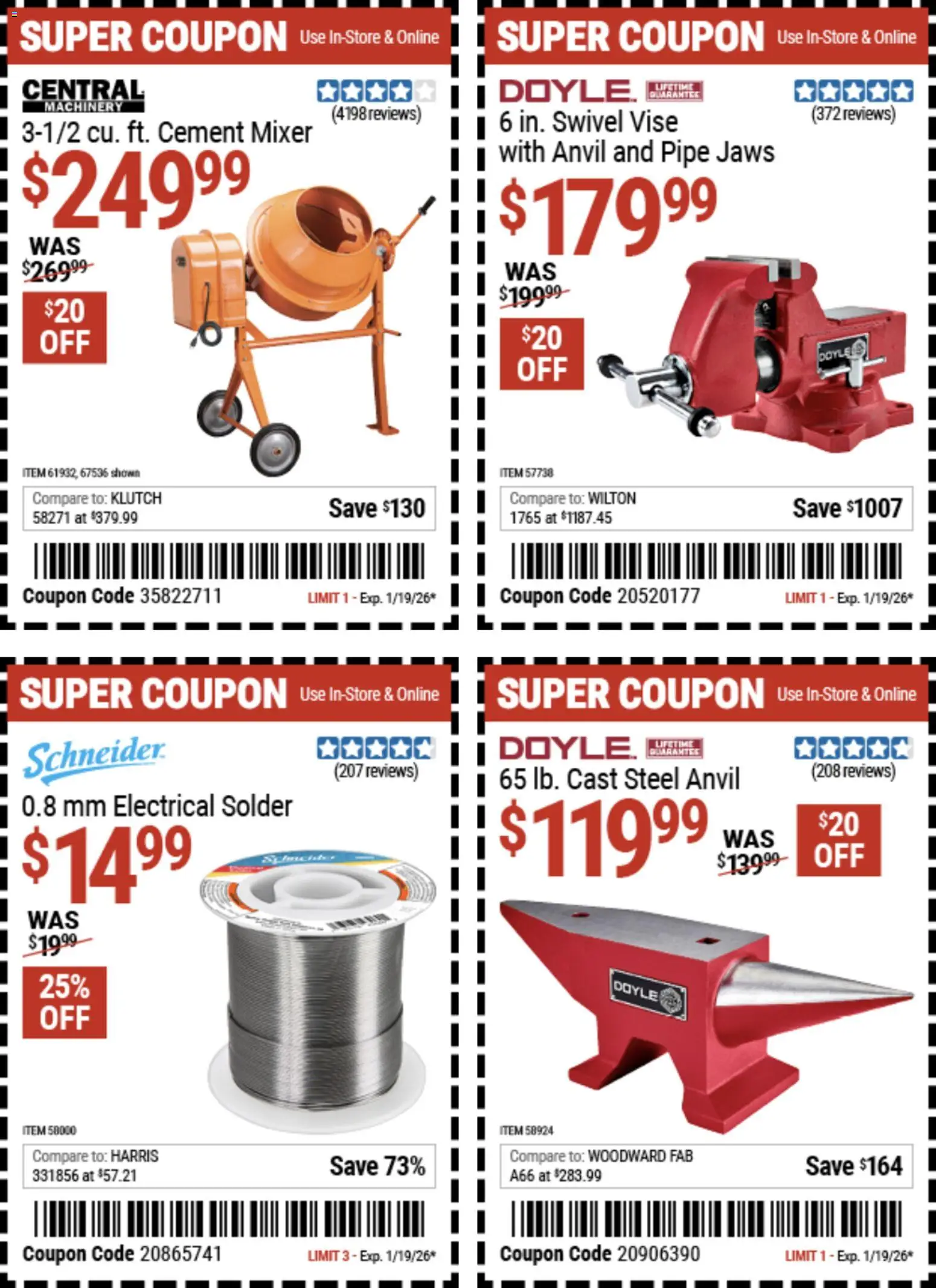 Harbor Freight Weekly Ad - valid from 29.12.2025 | Page: 1 | Products: Pipe, Swivel, Mixer