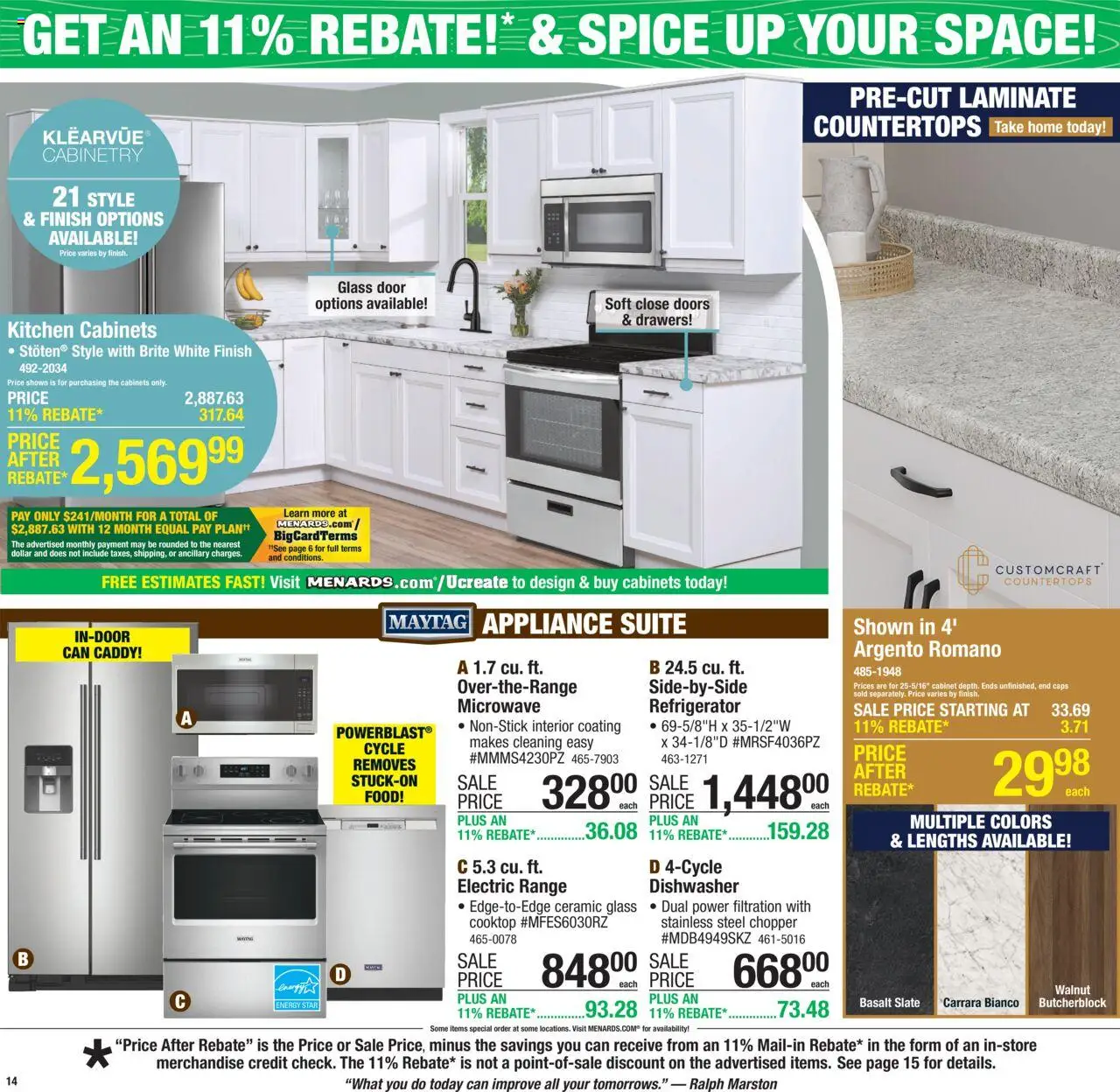 Menards Weekly Ad - valid from 14.08.2025 | Page: 17 | Products: Microwave, Refrigerator, Dishwasher