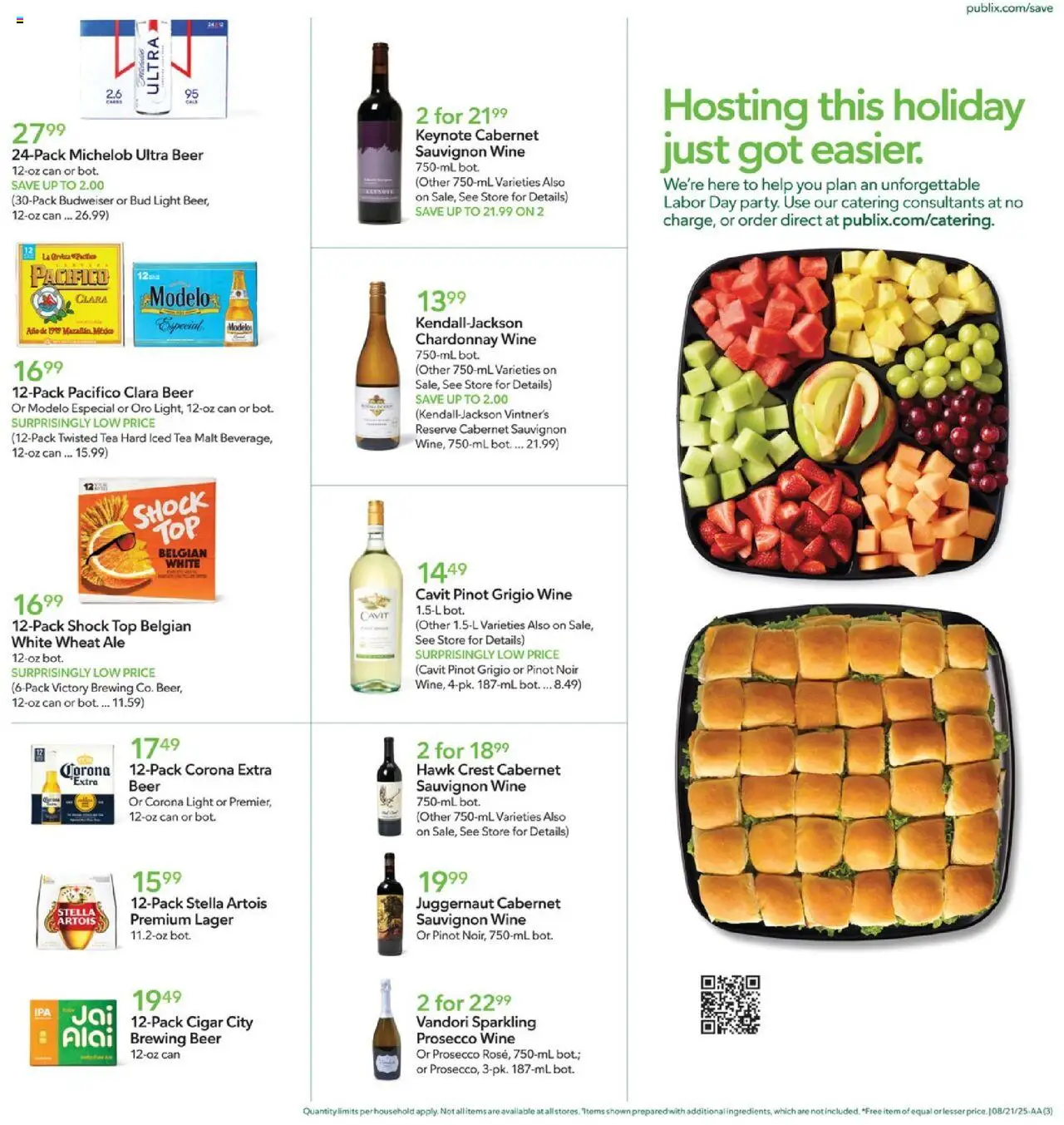 Publix Weekly Ad - valid from 20.08.2025 | Page: 3 | Products: Wine, Beer, Tea, Shock