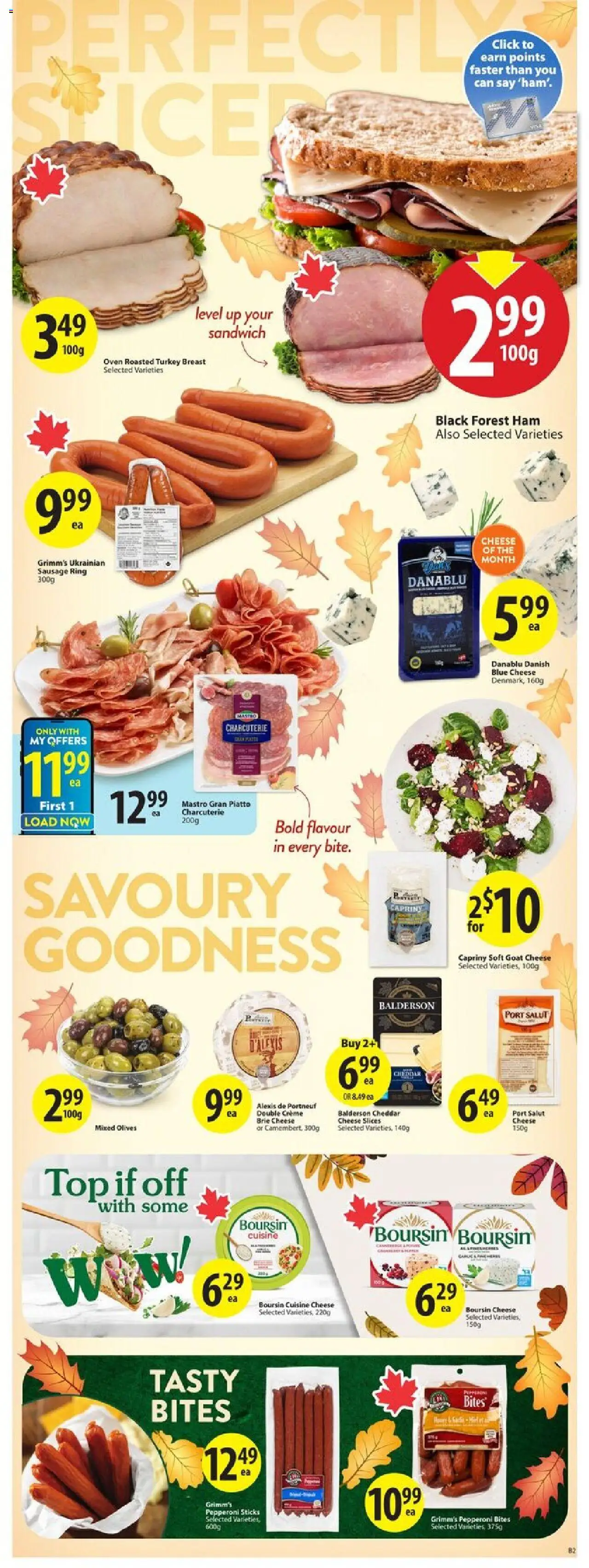 Save on foods flyer valid from 09.10.2025 | Page: 12 | Products: Turkey, Oven, Cheese, Ham
