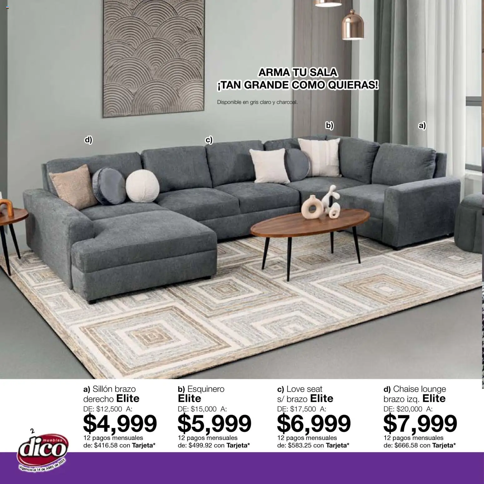 Nuevas ofertas de Muebles Dico válidas en toda la República Mexicana desde el 15.04.2026. ¡Encuentra las mejores ofertas en Muebles Dico catálogo Salas y Colchones! | Página: 2 | Productos: Sillón