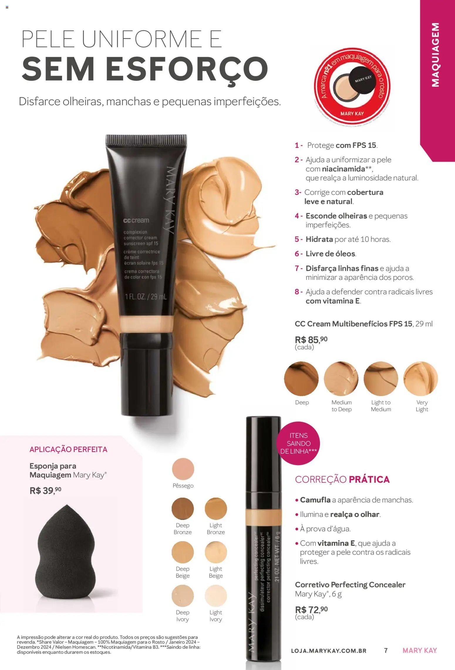 Mary Kay Folheto - válido de 01.03.2026 | Página: 7 | Produtos: Pêssego, Corretivo, Esponja, Creme