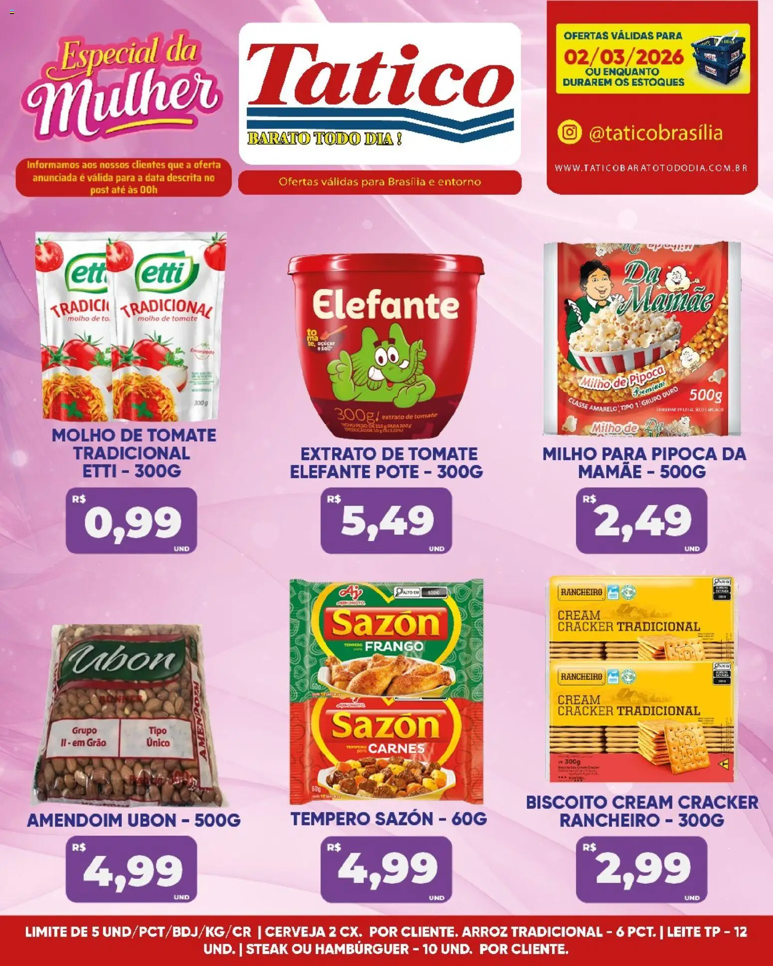Tatico Folheto - válido de 02.03.2026 | Página: 5 | Produtos: Leite, Arroz, Cream cracker, Pipoca