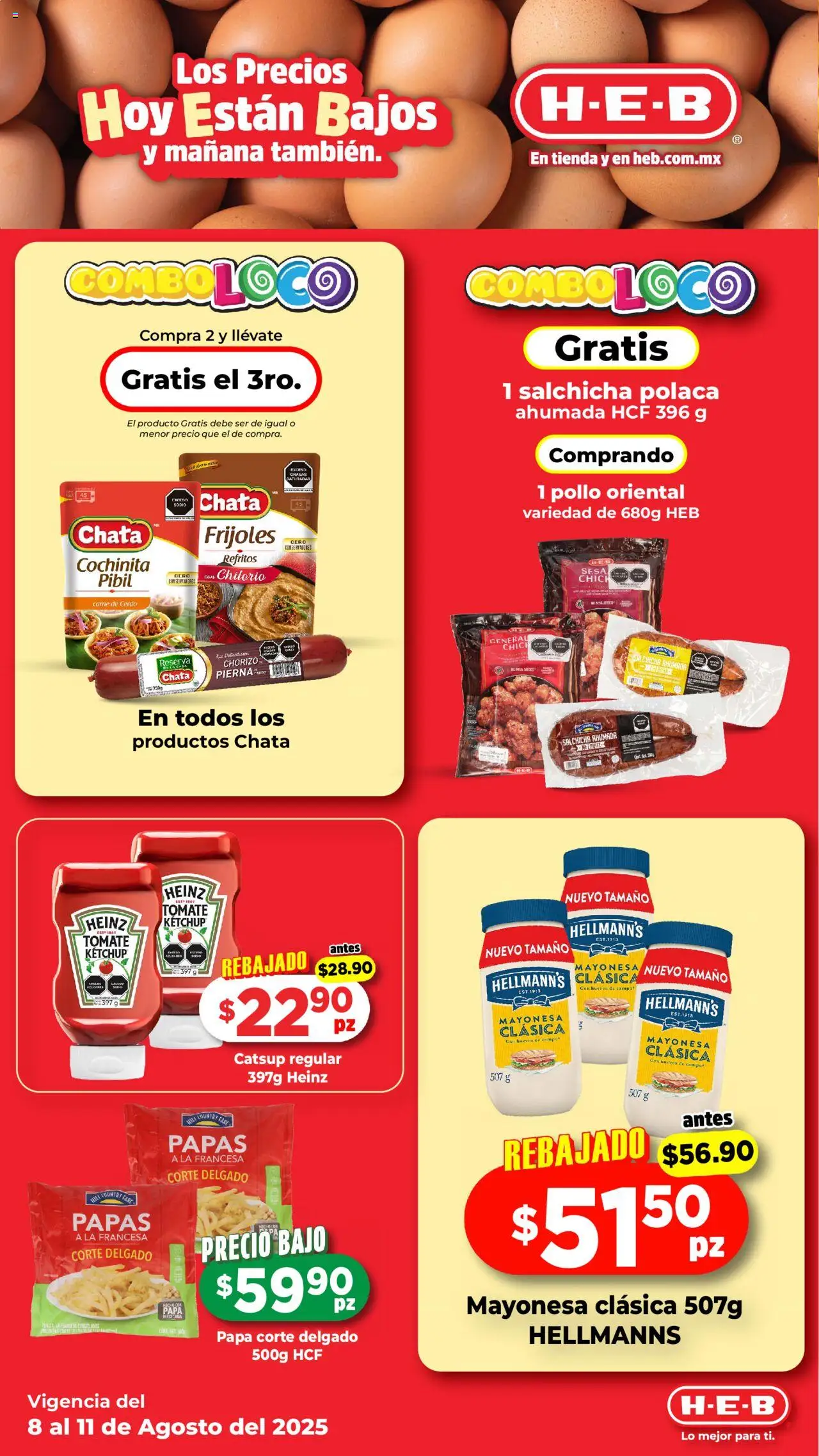 Nuevas ofertas de H-E-B válidas en toda la República Mexicana desde el 08.08.2025. ¡Encuentra las mejores ofertas en H-E-B folleto! | Página: 4 | Productos: Pollo, Papa, Mayonesa, Chorizo