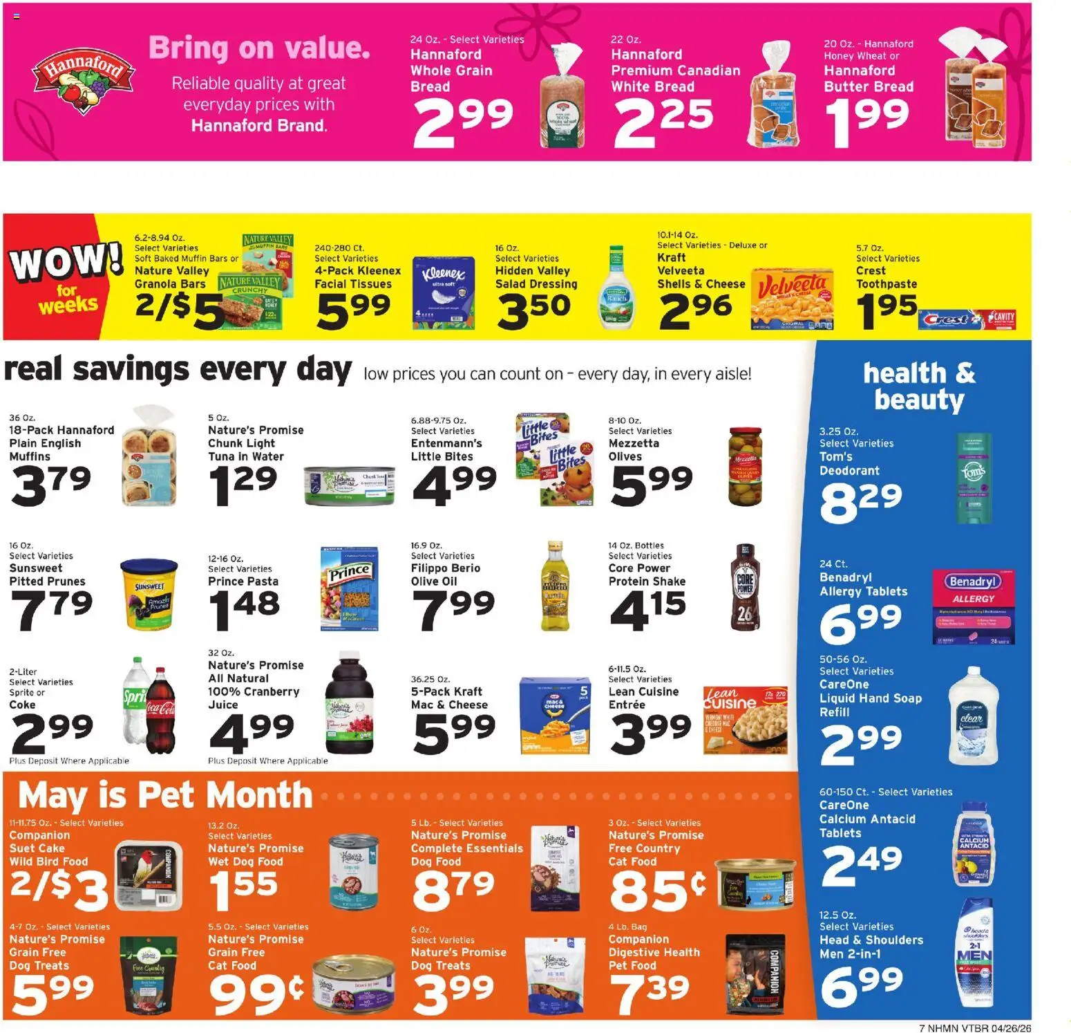 Hannaford Weekly Ad - valid from 26.04.2026 | Page: 7 | Products: Dog Food, Toothpaste, Salad, Bag
