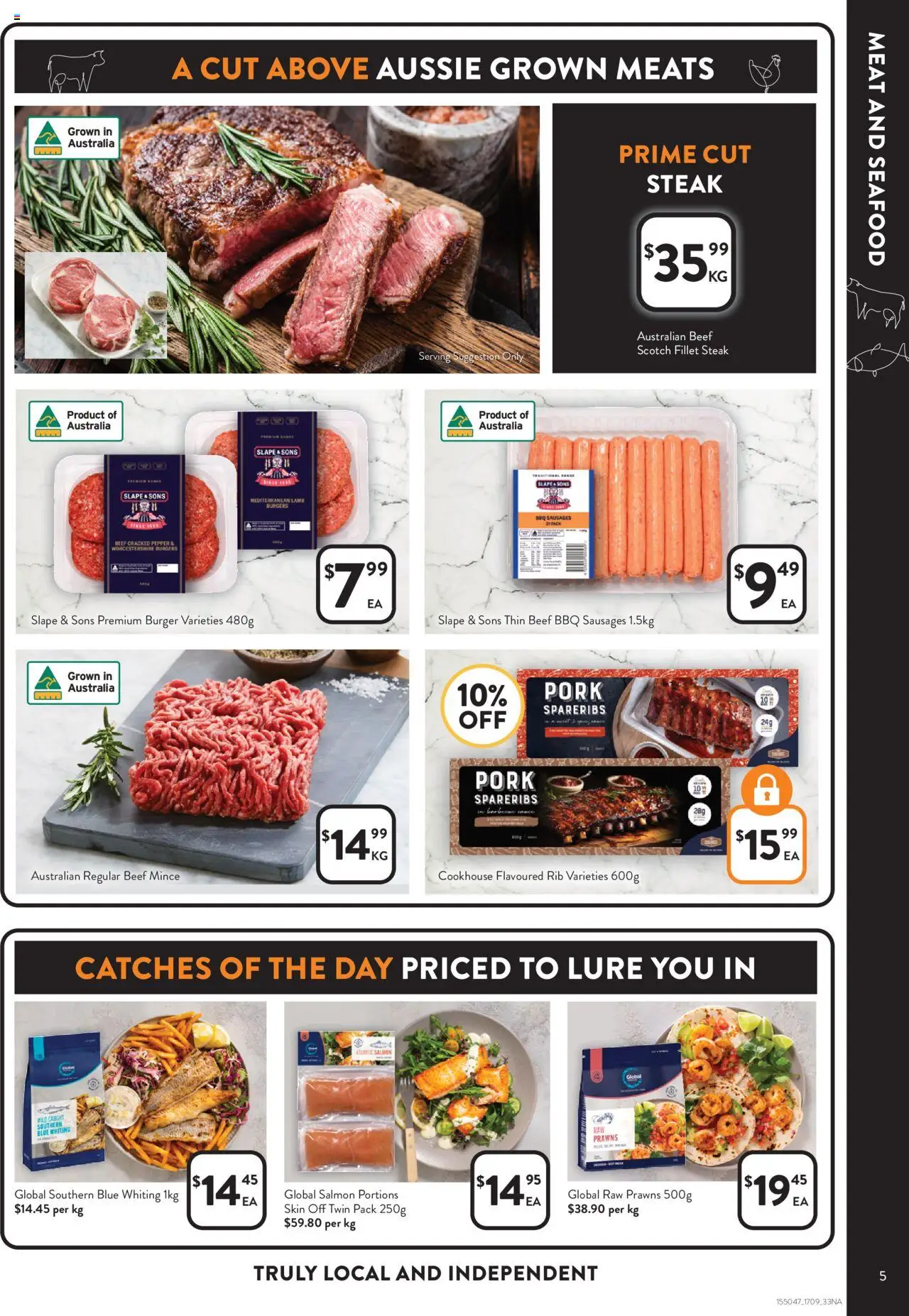 Foodworks catalogue - valid from 17.09.2025 | Page: 5 | Products: Beef, Prawns, Seafood, Scotch