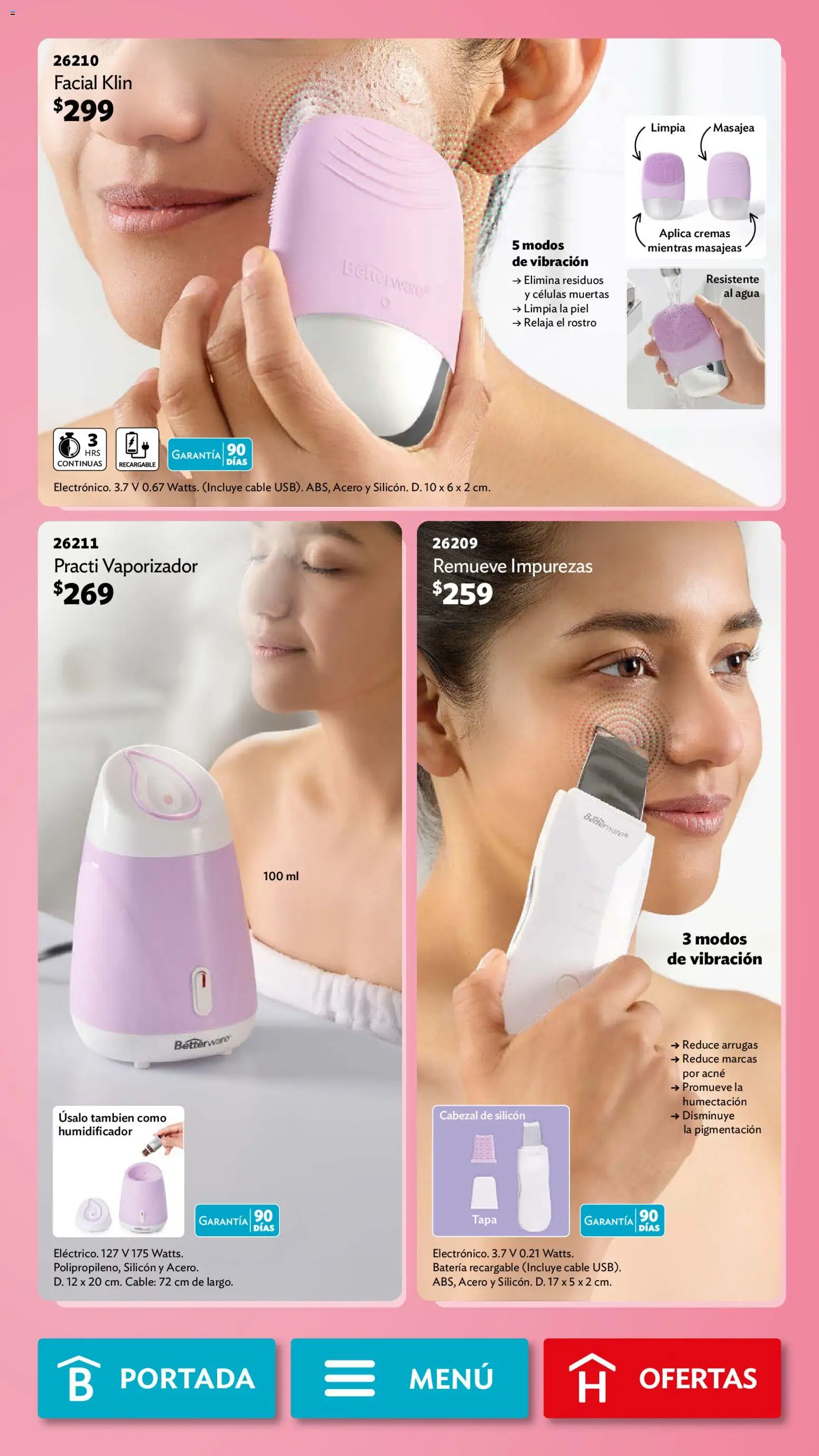 Nuevas ofertas de Betterware válidas en toda la República Mexicana desde el 04.05.2026. ¡Encuentra las mejores ofertas en Betterware campaña 5 2026! | Página: 26 | Productos: Agua, Cable, Humidificador, Batería