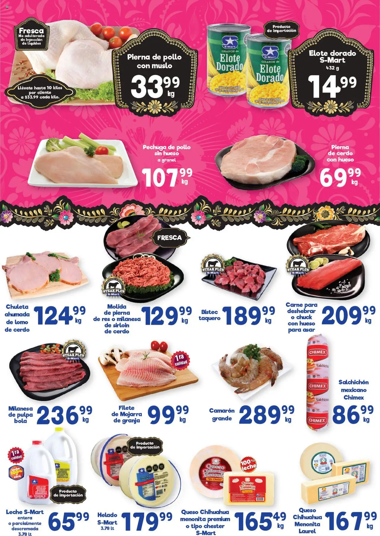 Nuevas ofertas de S-Mart válidas en toda la República Mexicana desde el 12.08.2025. ¡Encuentra las mejores ofertas en S-Mart folleto! | Página: 4 | Productos: Pollo, Salchicha, Queso, Cerdo