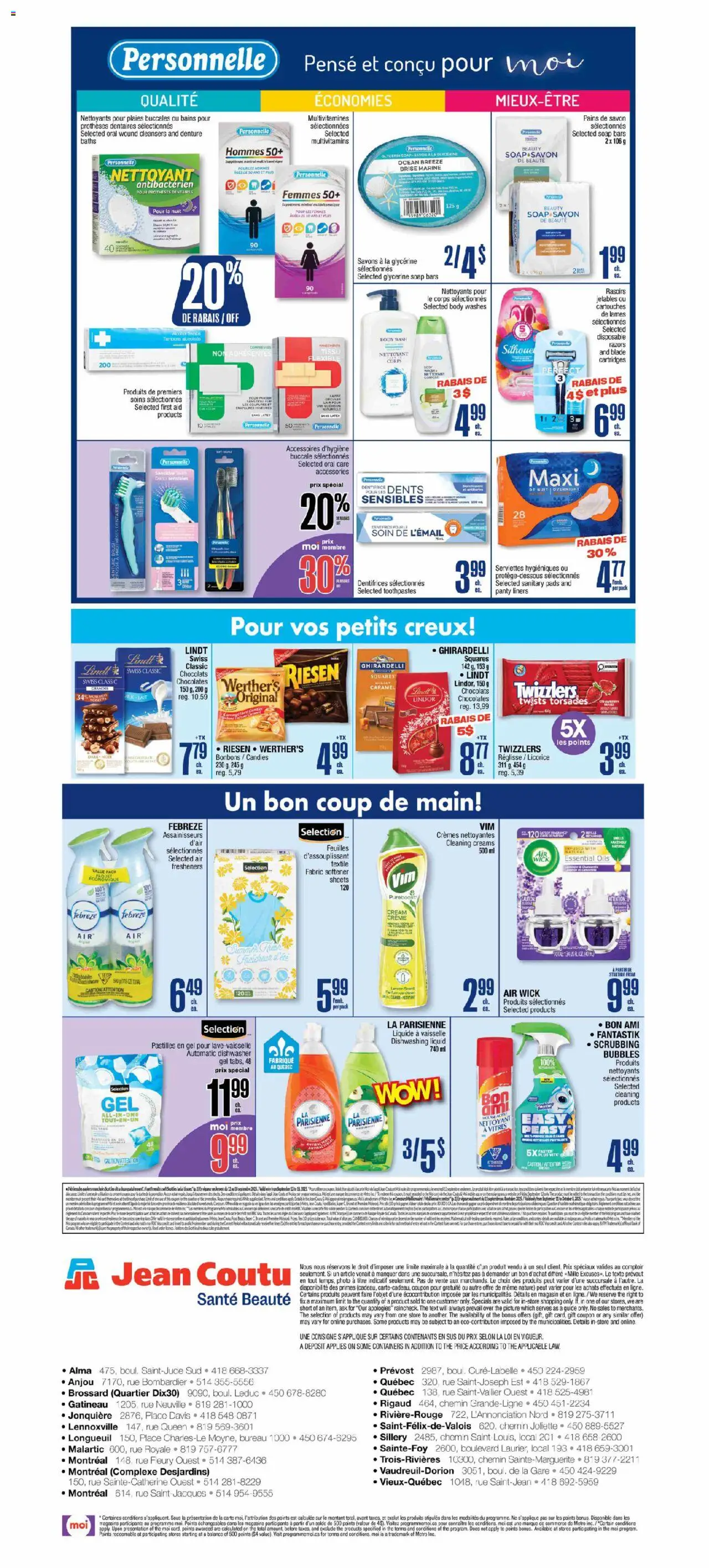Jean Coutu flyer valid from 11.09.2025 | Page: 4 | Products: Candies, Dishwasher, Brush, Fabric softener