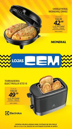 Lojas Cem - Ofertas atuais - Pré-Visualização do folheto da loja Lojas Cem, válido de 01.11.2025 | Página: 86 | Produtos: Omeleteira, Torradeira, Carne