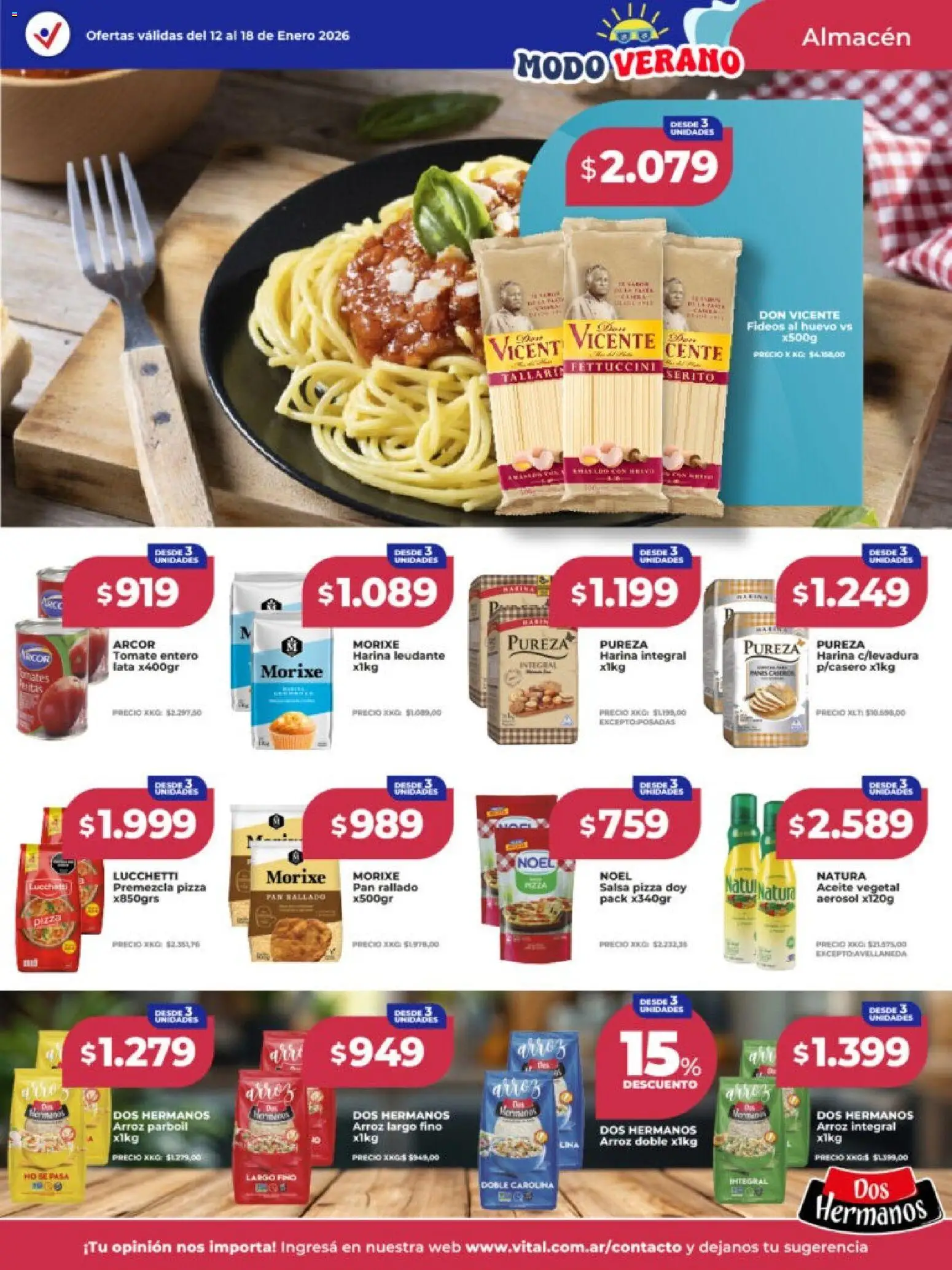 Vital - Ofertas - Salta │ válido desde el 12.01.2026 | Página: 12 | Productos: Huevo, Pan, Fideos, Pan rallado