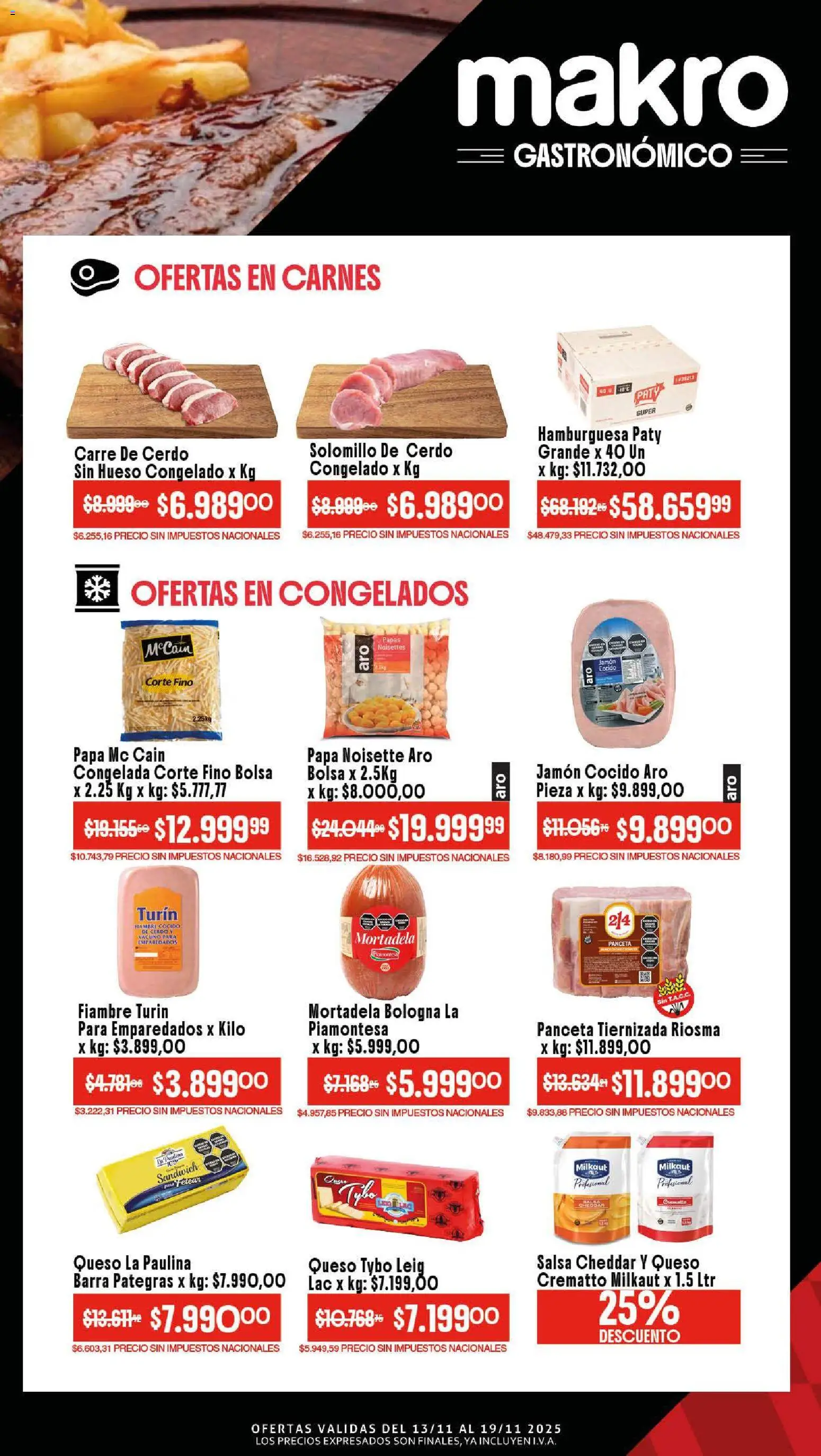 Makro ofertas │ válido desde el 13.11.2025 | Página: 2 | Productos: Bolsa, Queso, Jamón, Cerdo