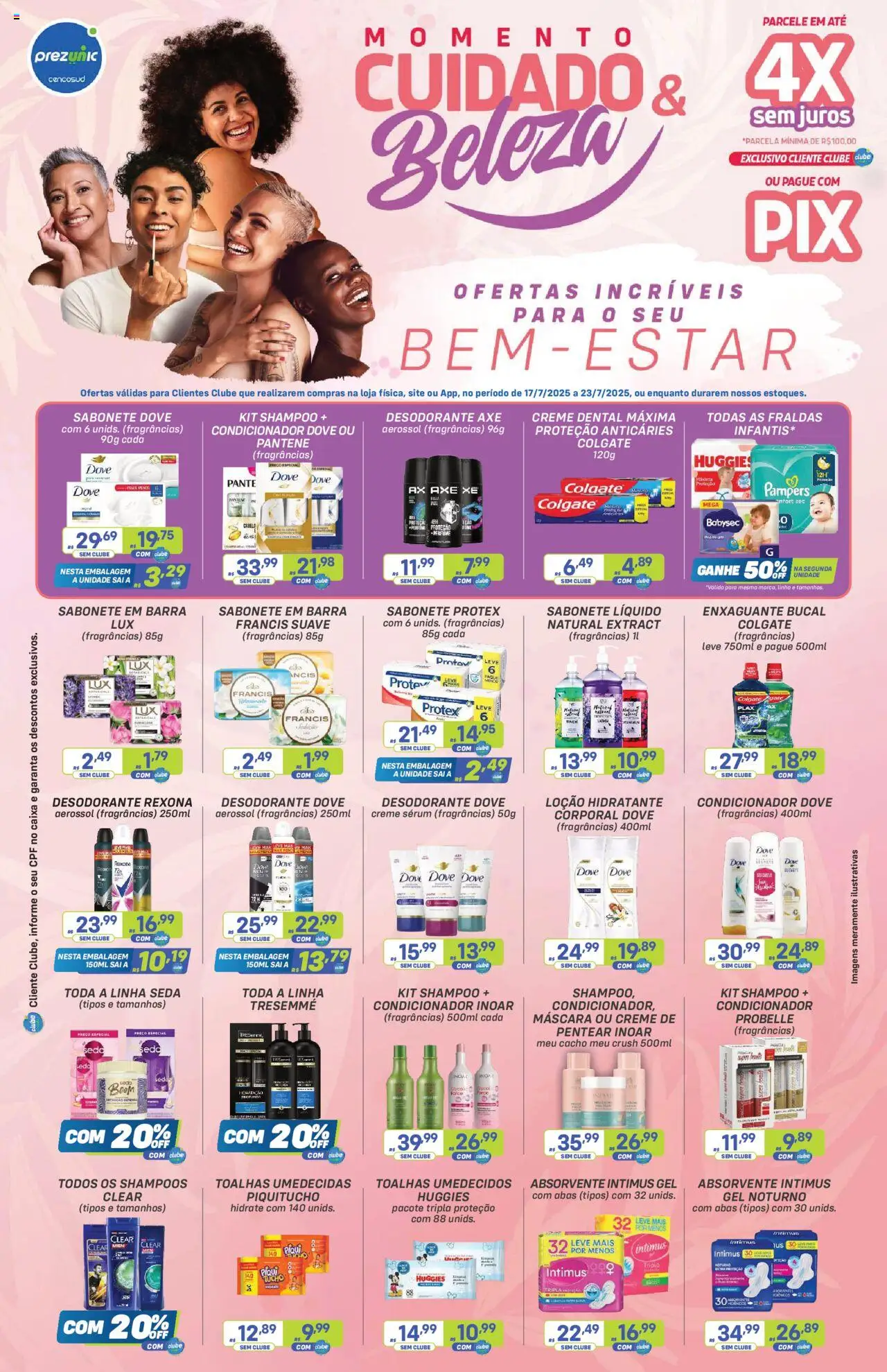 Prezunic Folheto - válido de 17.07.2025 | Página: 1 | Produtos: Perfume, Caixa, Rexona, Absorvente