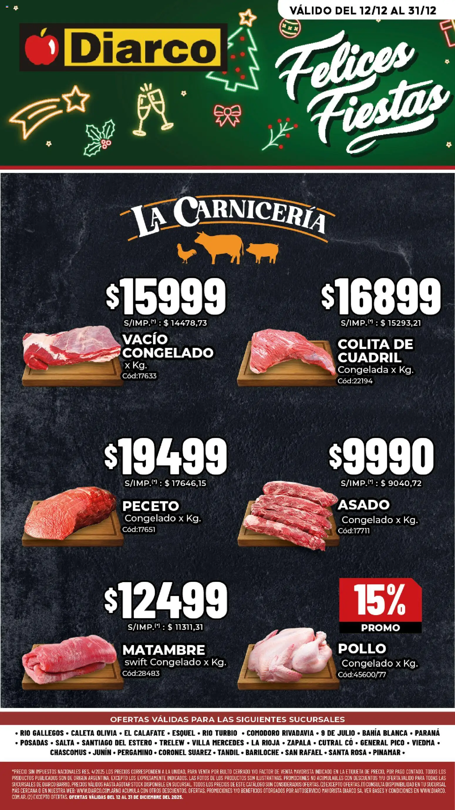 Diarco - Fiestas Carnicería │ válido desde el 12.12.2025 | Página: 1 | Productos: Pollo