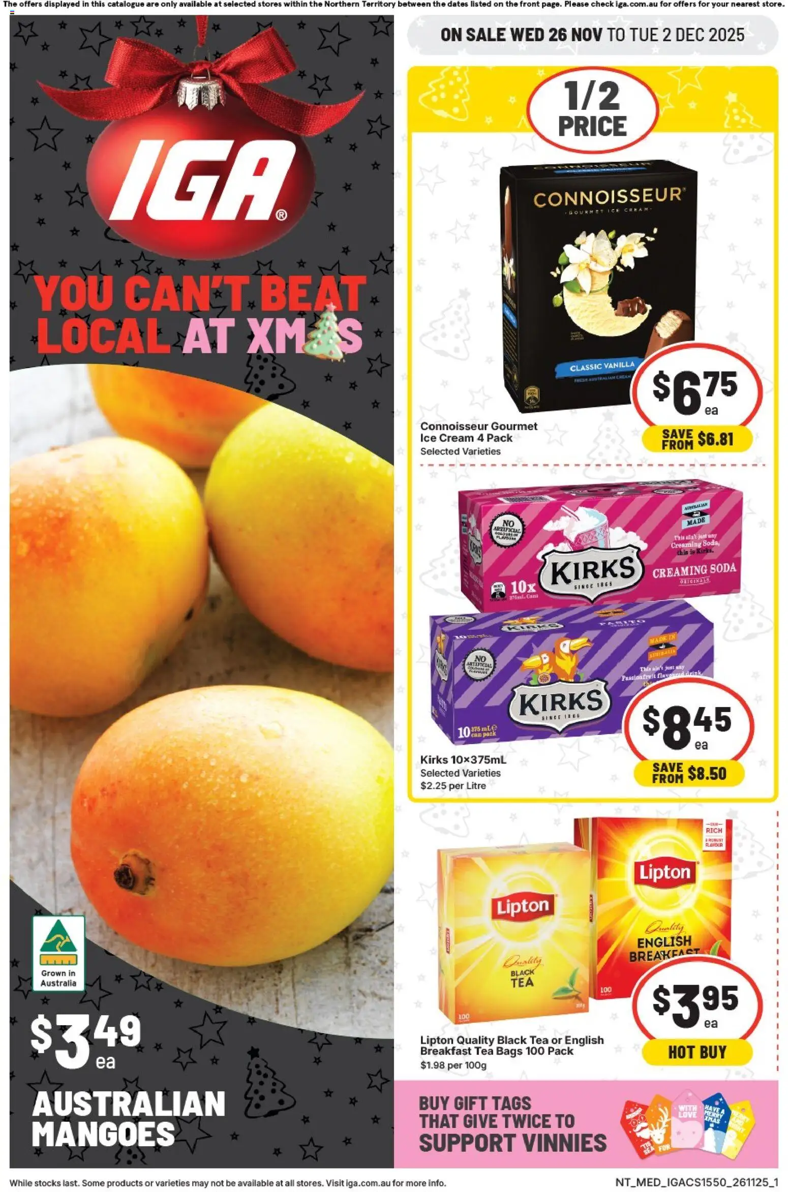 IGA catalogue - valid from 26.11.2025 | Page: 1 | Products: Tea, Cream, Ice cream