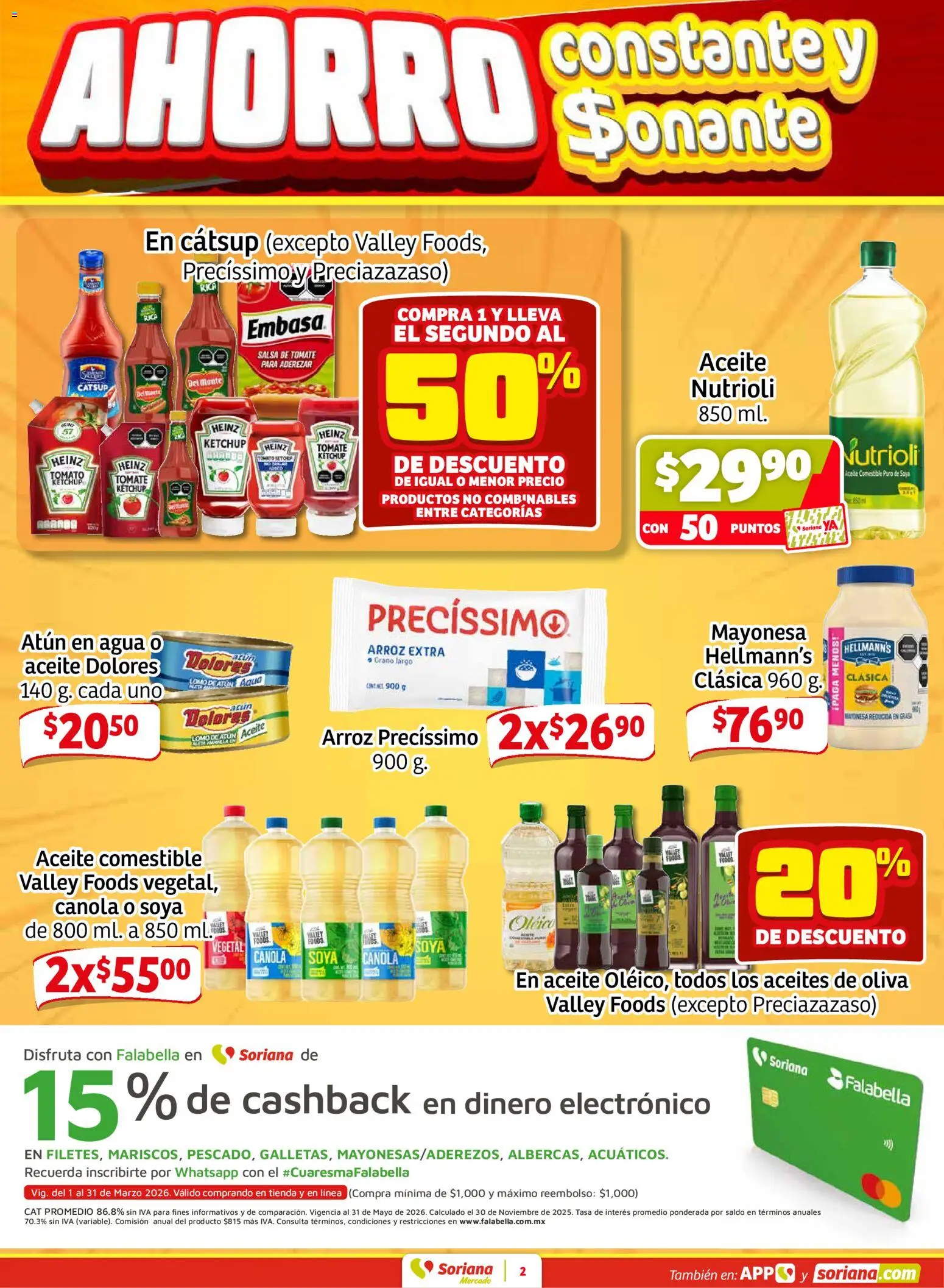 Nuevas ofertas de Soriana válidas en toda la República Mexicana desde el 12.03.2026. ¡Encuentra las mejores ofertas en Soriana - Fin de Semana Mercado: Tamaulipas! | Página: 2 | Productos: Mayonesa, Atún, Agua, Aceite