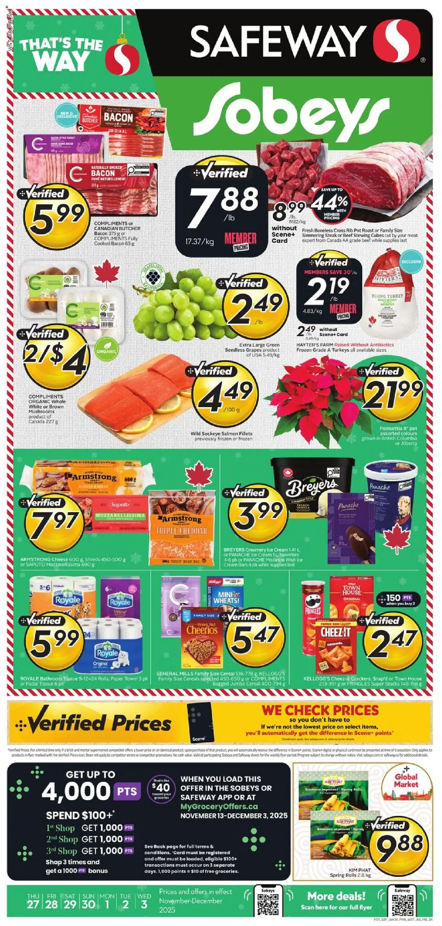Safeway flyer valid from 27.11.2025 | Page: 3 | Products: Rice, Cereals, Cream, Cheese