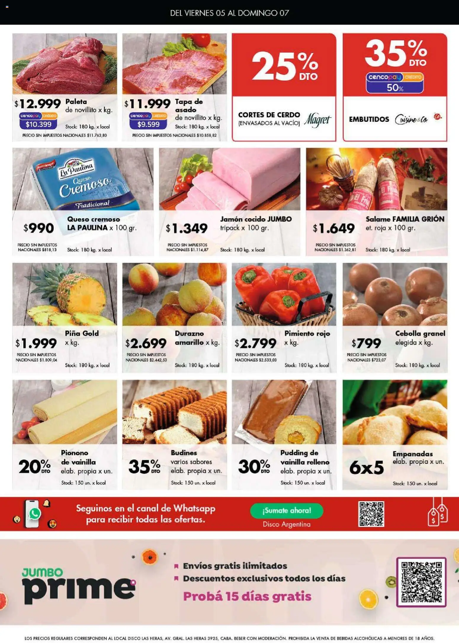 Disco - Ofertas | Córdoba │ válido desde el 04.12.2025 | Página: 7 | Productos: Cebolla, Durazno, Cerdo, Pionono