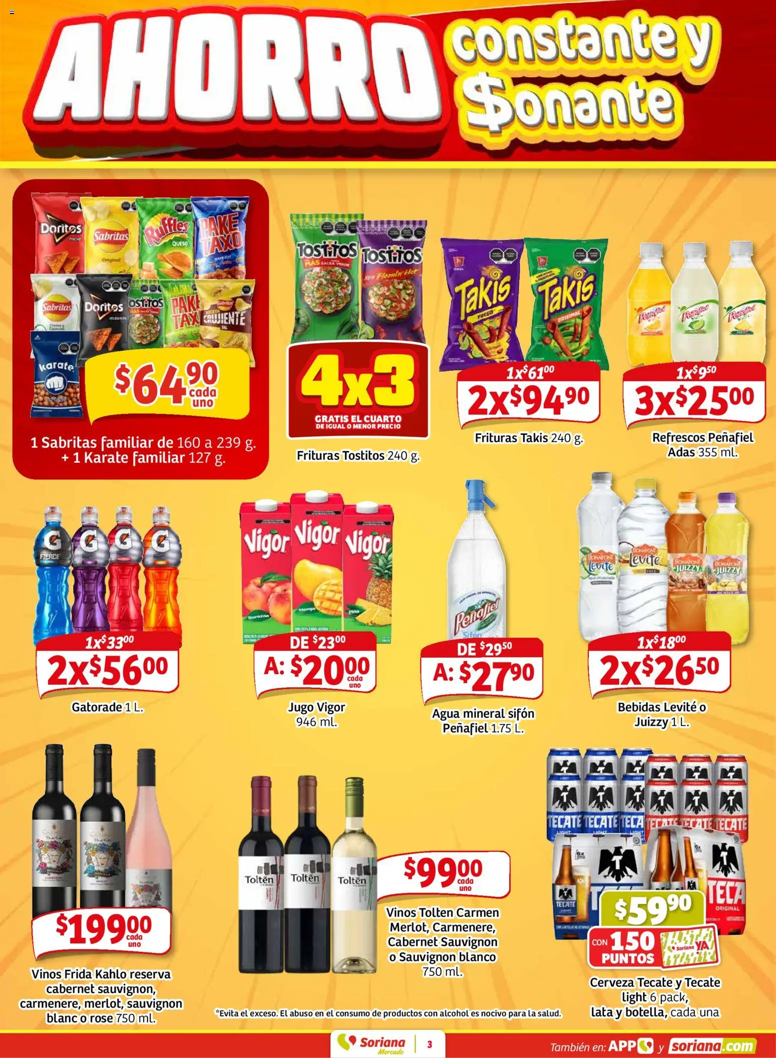Nuevas ofertas de Soriana válidas en toda la República Mexicana desde el 15.01.2026. ¡Encuentra las mejores ofertas en Soriana - Pesito Valedor Mercado: Nay, Sin, Son! | Página: 11 | Productos: Agua, Queso, Jugo, Cerveza