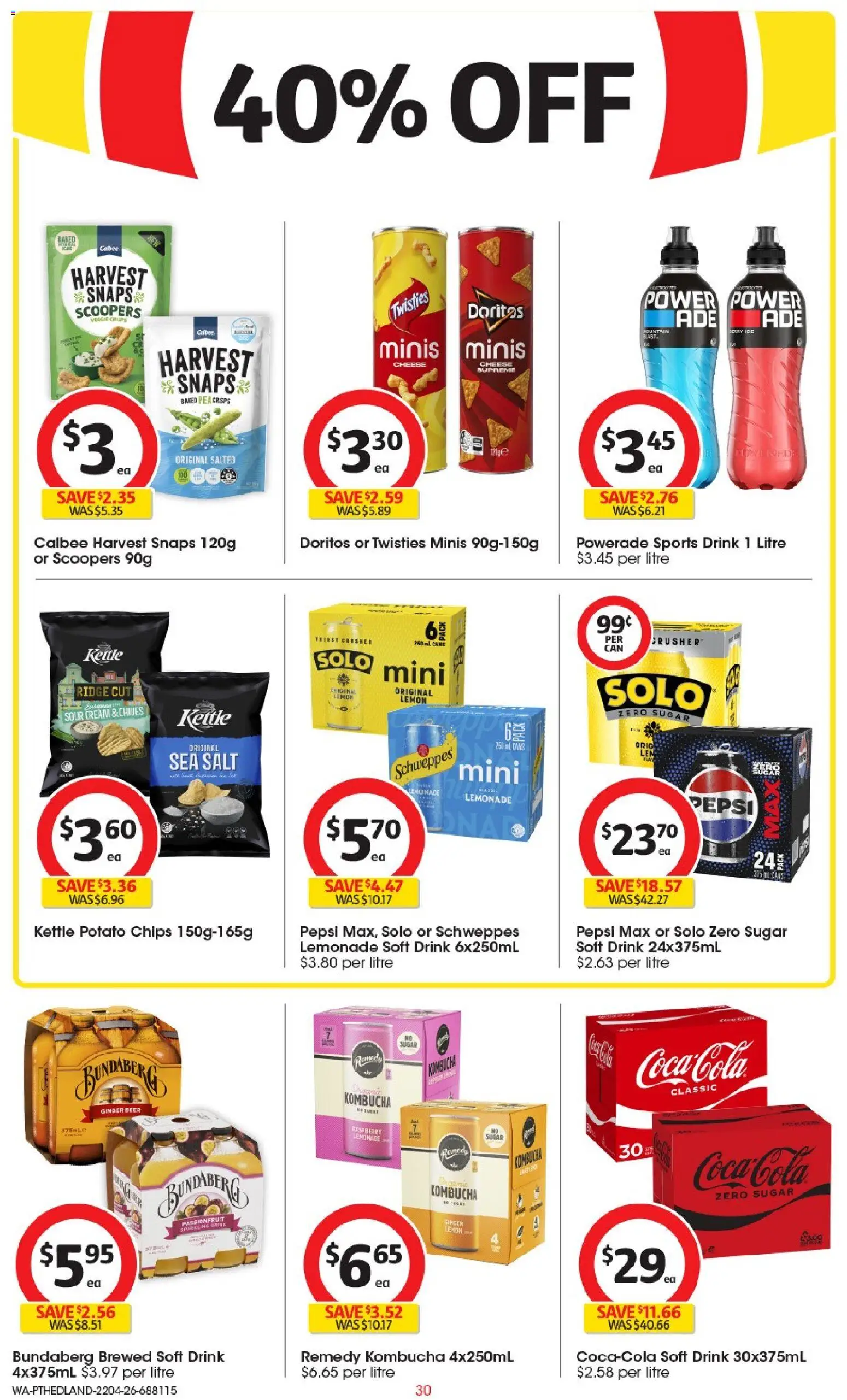Coles catalogue - valid from 22.04.2026 | Page: 30 | Products: Coca Cola, Salt, Pepsi Max, Kettle