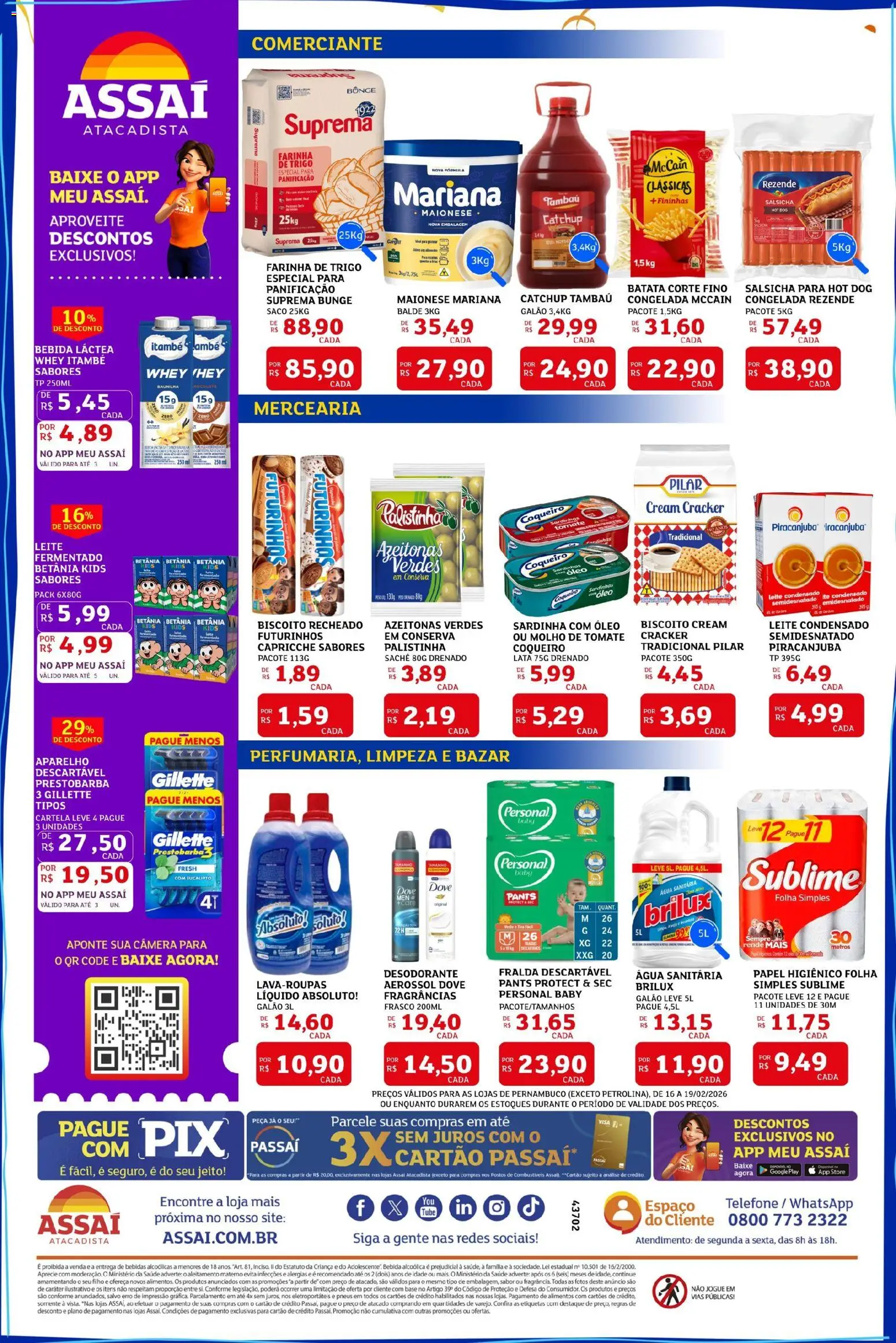 Assaí Atacadista Folheto - válido de 16.02.2026 | Página: 2 | Produtos: Pneus, Bebida, Telefone, Água sanitária