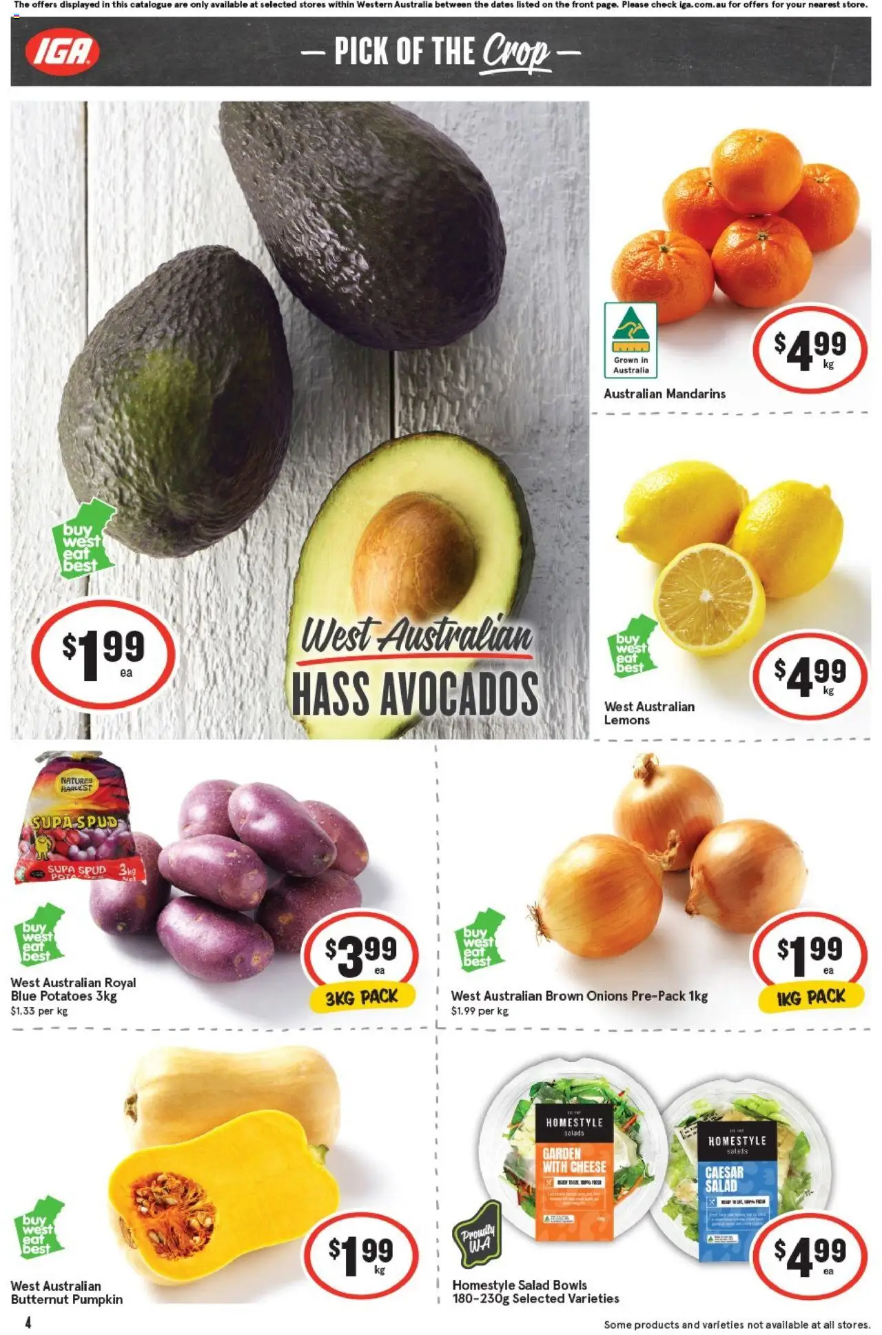 IGA catalogue - valid from 20.08.2025 | Page: 4 | Products: Salad, Potatoes, Onions, Pumpkin