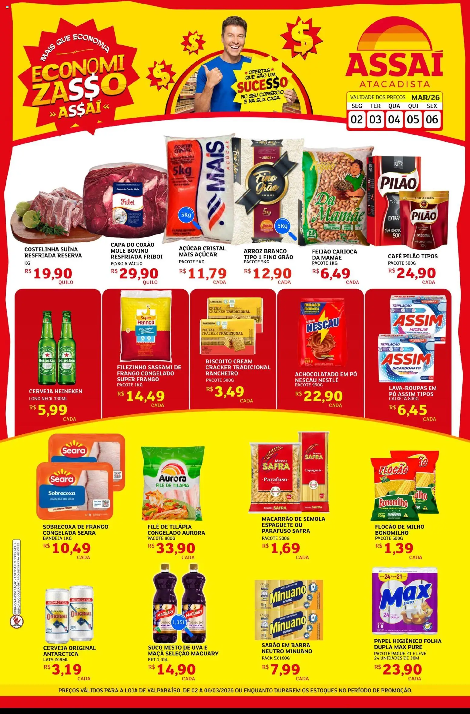 Assaí Atacadista Folheto - válido de 02.03.2026 | Página: 1 | Produtos: Tilápia, Mel, Heineken, Açúcar