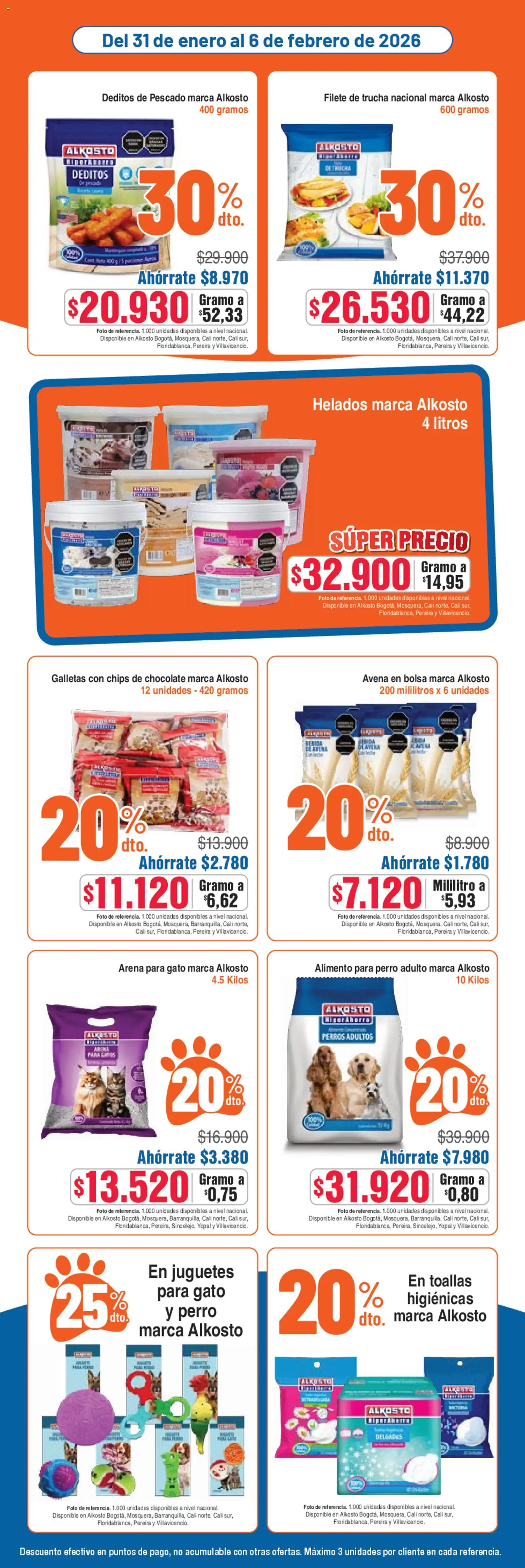 Alkosto revista - valida desde el 31.01.2026 | Página: 2 | Productos: Bolsa, Ducha Bidet, Toallas, Chocolate