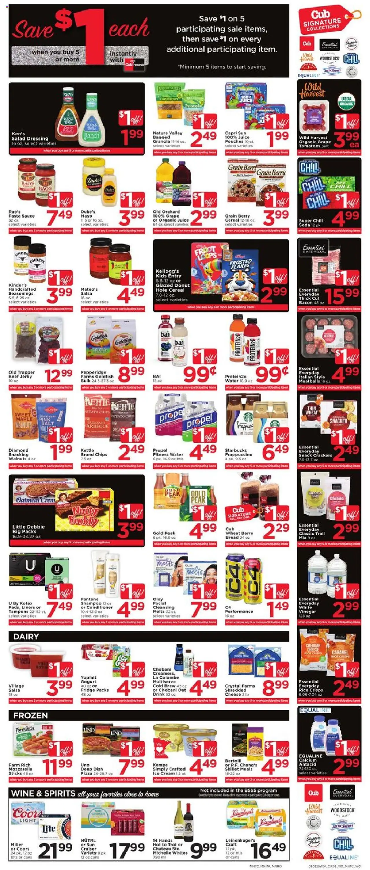 Cub Foods Weekly Savings - MN - valid from 03.08.2025 | Page: 5 | Products: Cheese, Pasta, Tampons, Sauce
