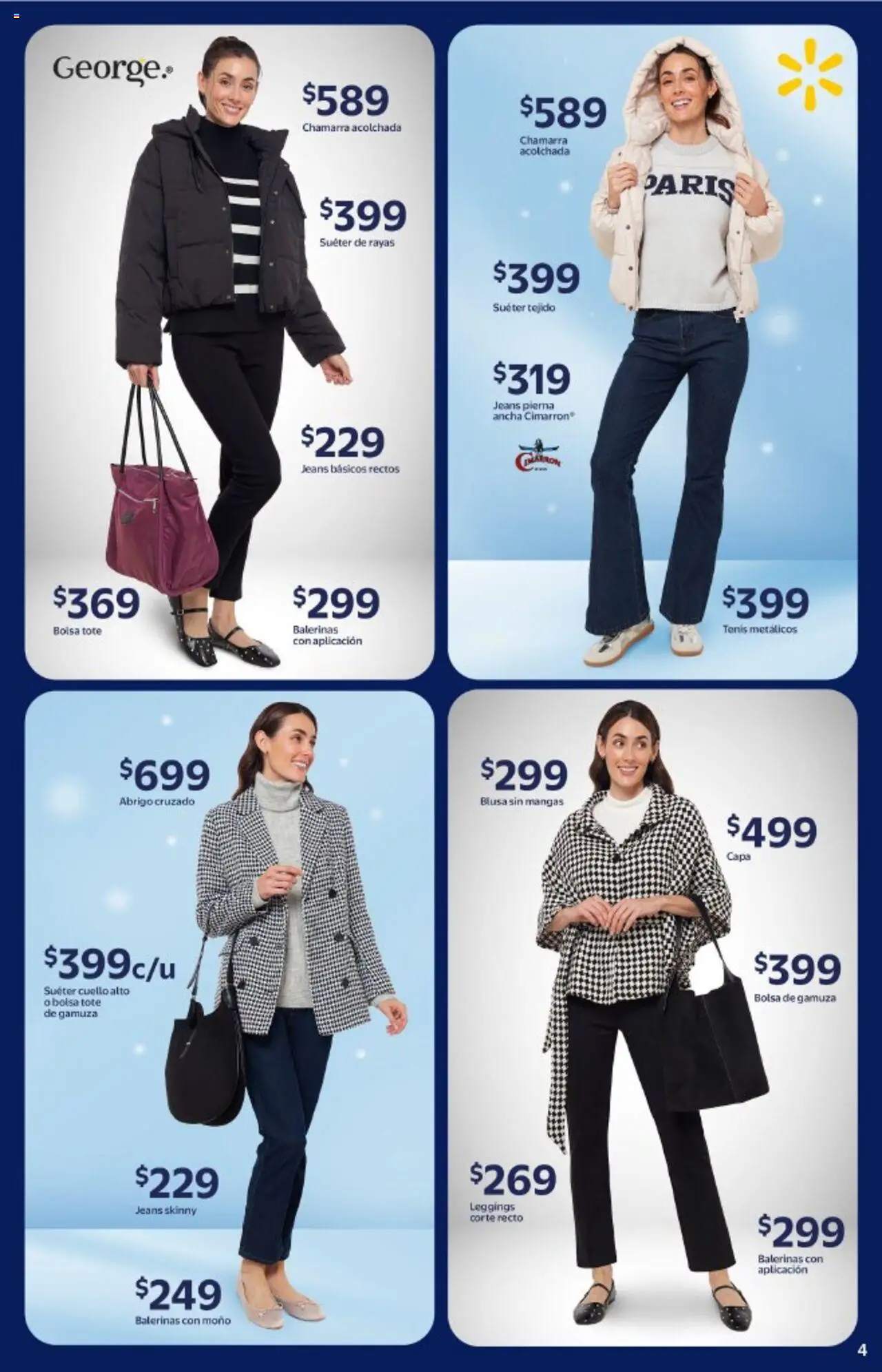 Nuevas ofertas de Walmart válidas en toda la República Mexicana desde el 14.10.2025. ¡Encuentra las mejores ofertas en Walmart - Folleto Precios Bajos! | Página: 4 | Productos: Blusa, Suéter, Abrigo, Bolsa