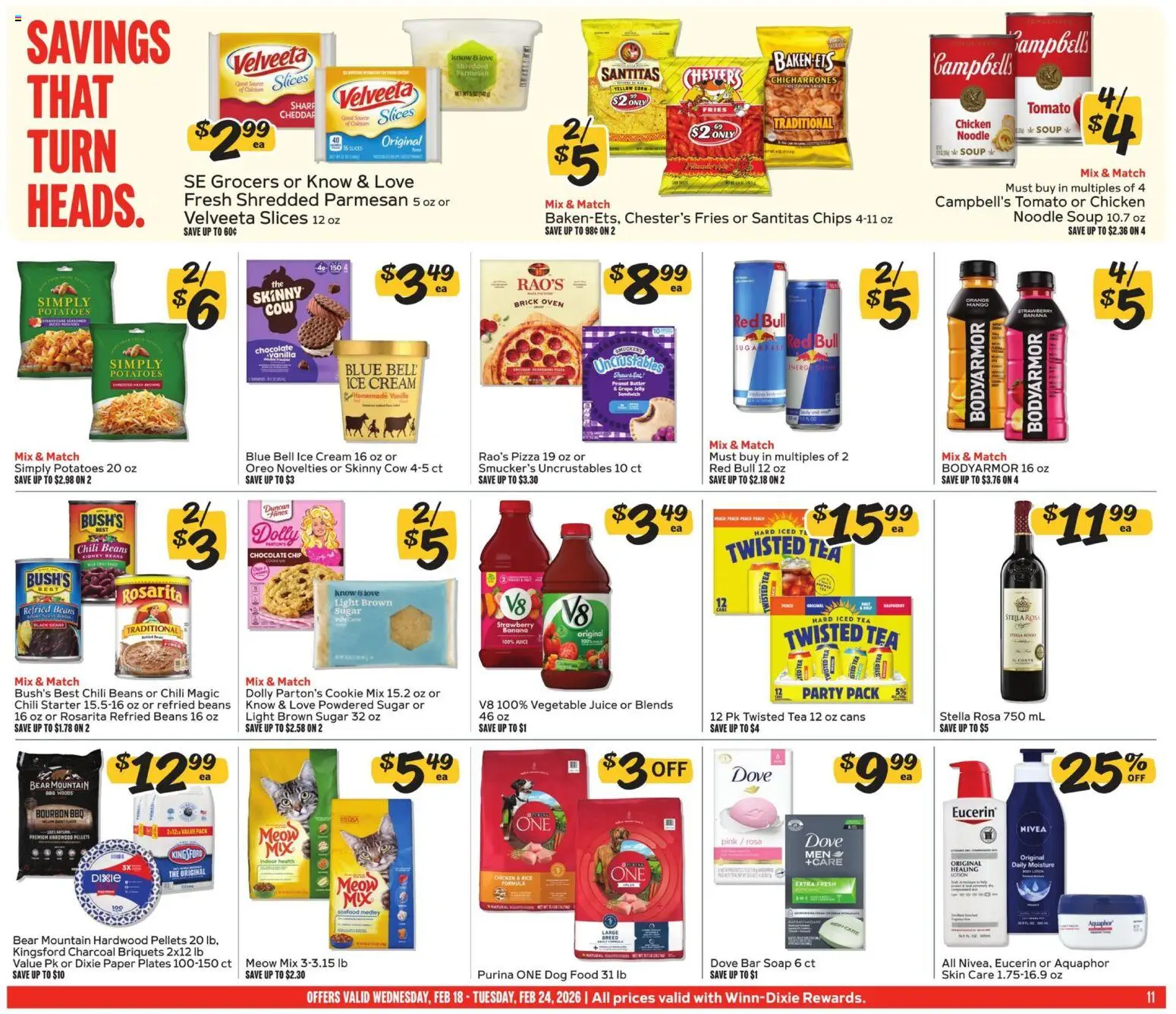 Winn Dixie Weekly Circular - GA - valid from 18.02.2026 | Page: 11 | Products: Chocolate, Bourbon, Bar Soap, Sugar