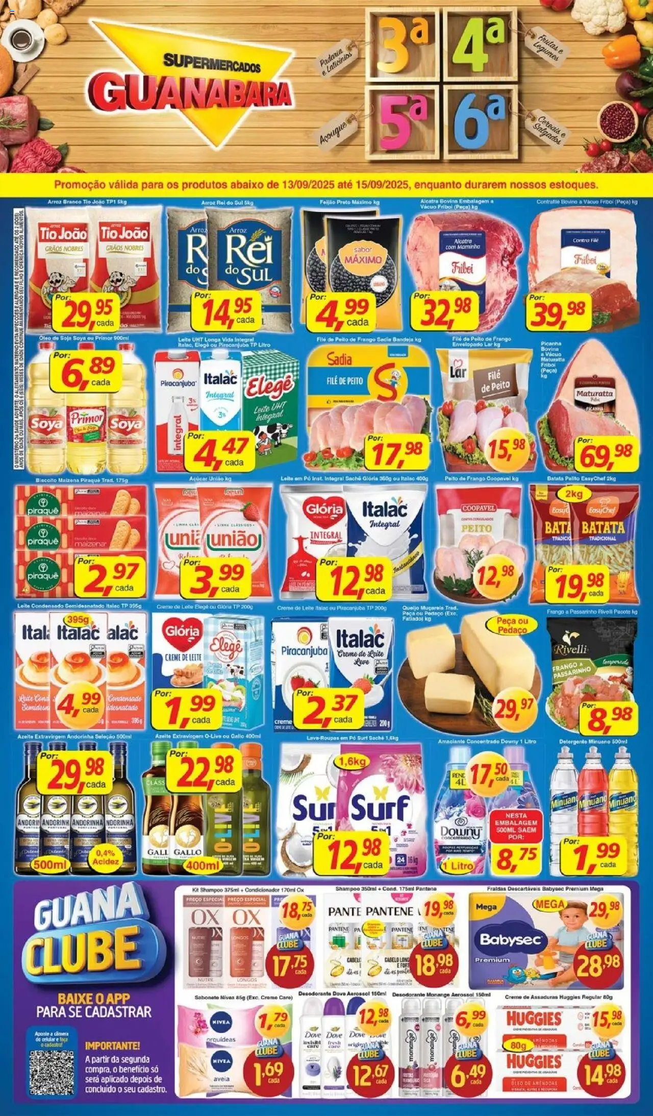 Supermercados Guanabara Folheto - válido de 13.09.2025 | Página: 12 | Produtos: Desodorante, Queijo, Bandeja, Peito de frango