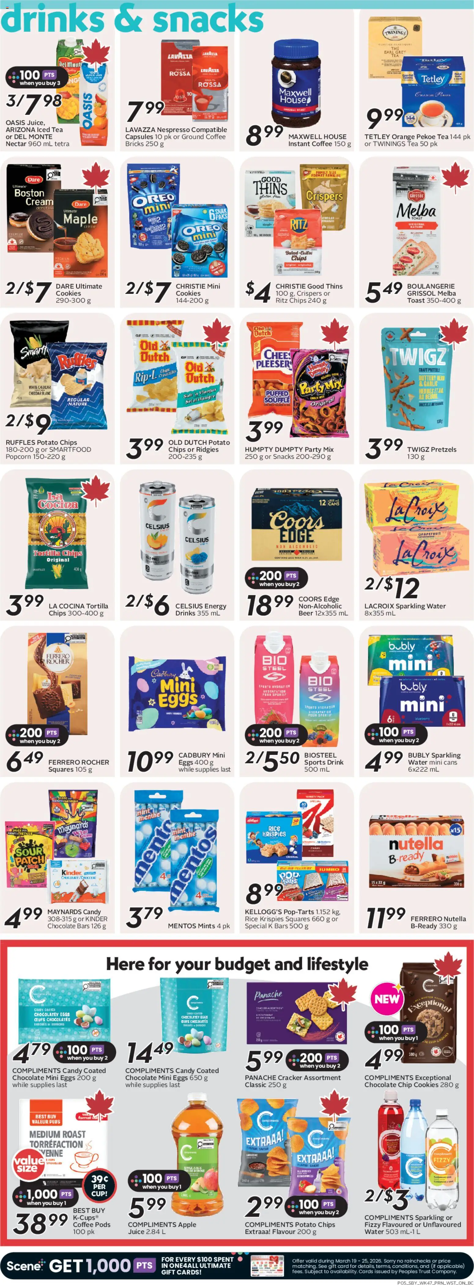 Safeway flyer valid from 19.03.2026 | Page: 8 | Products: Chips, Cream, Coffee, Beer
