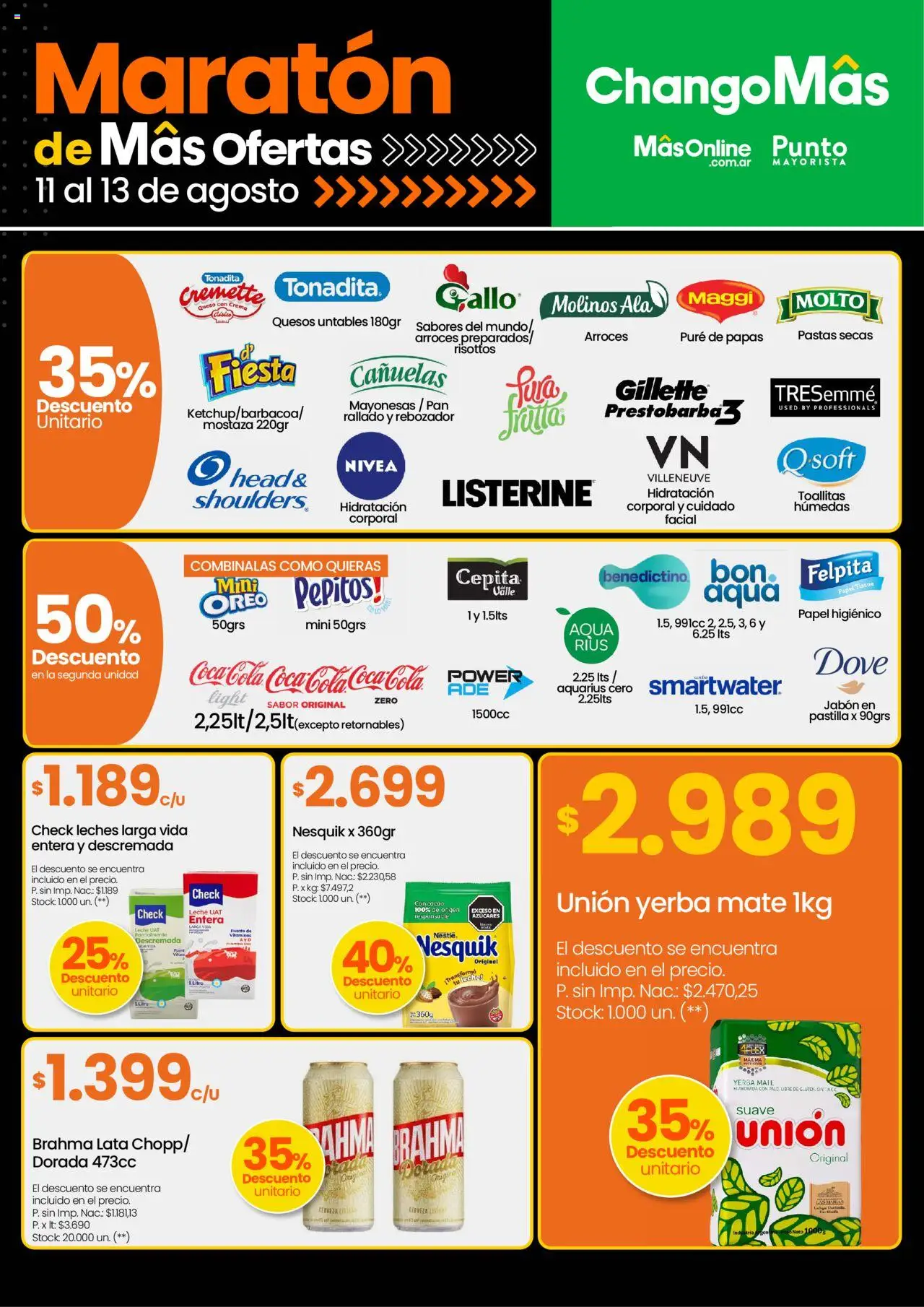 Changomas Flash Maratón │ válido desde el 11.08.2025 | Página: 1 | Productos: Toallitas húmedas, Pan, Cacao, Crema