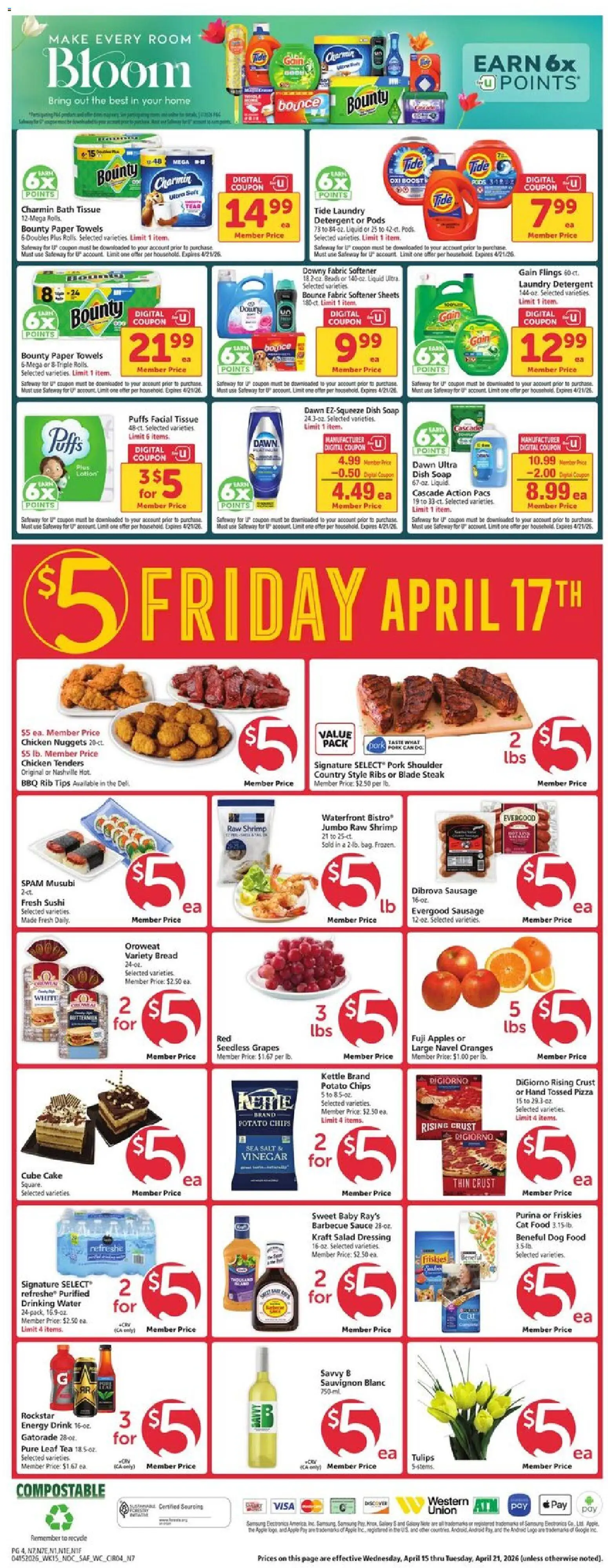 Safeway Weekly Ad - valid from 15.04.2026 | Page: 4 | Products: Wc, Cat Food, Pizza, Pork