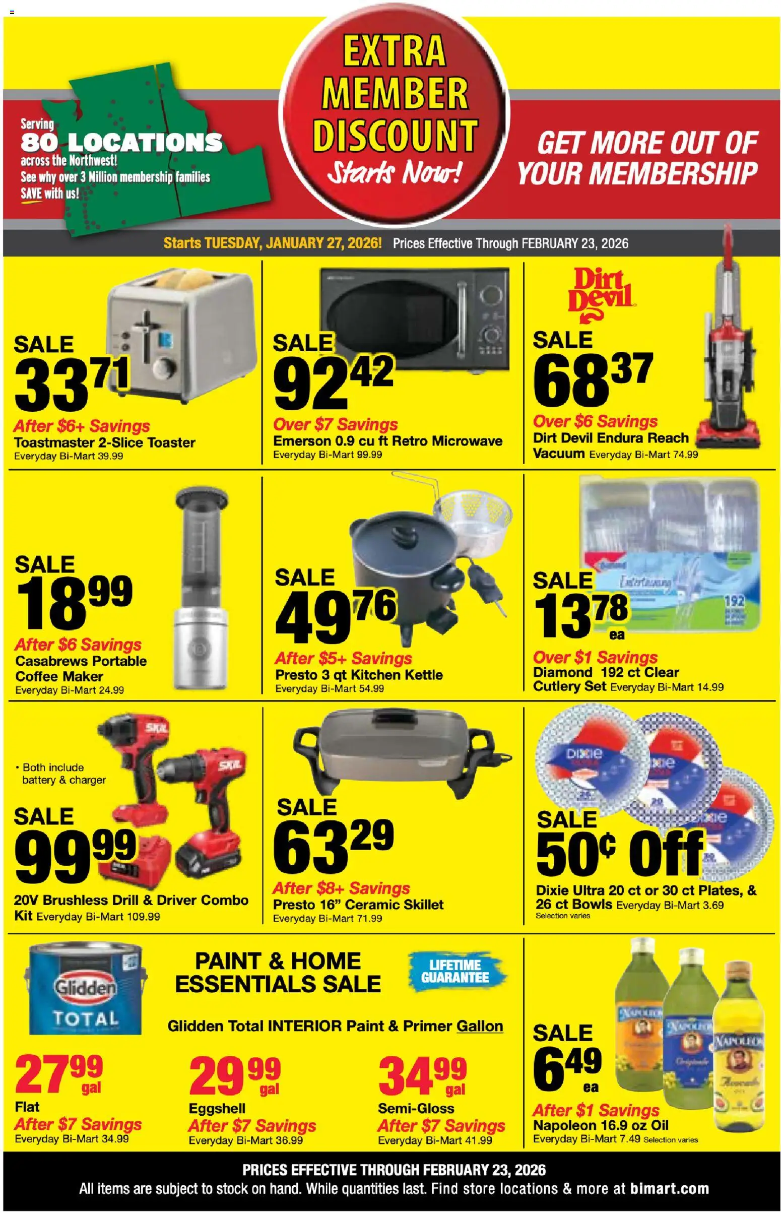 Bi-Mart Weekly Ad - valid from 27.01.2026 | Page: 13 | Products: Toaster, Skillet, Oil, Coffee maker