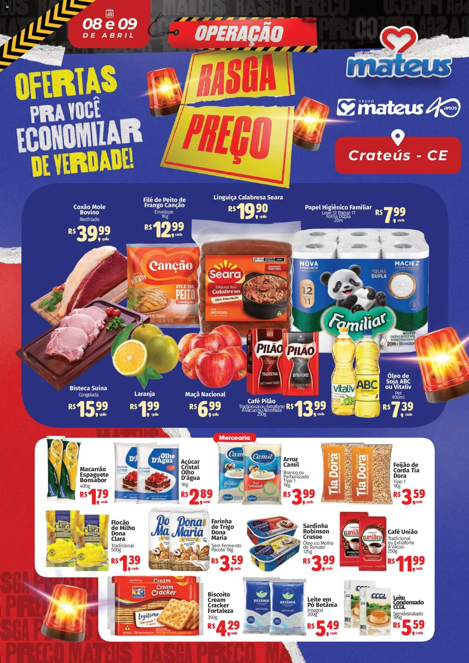 Mateus Folheto - válido de 08.04.2026 | Página: 1 | Produtos: Pó, Corda, Biscoito, Açúcar