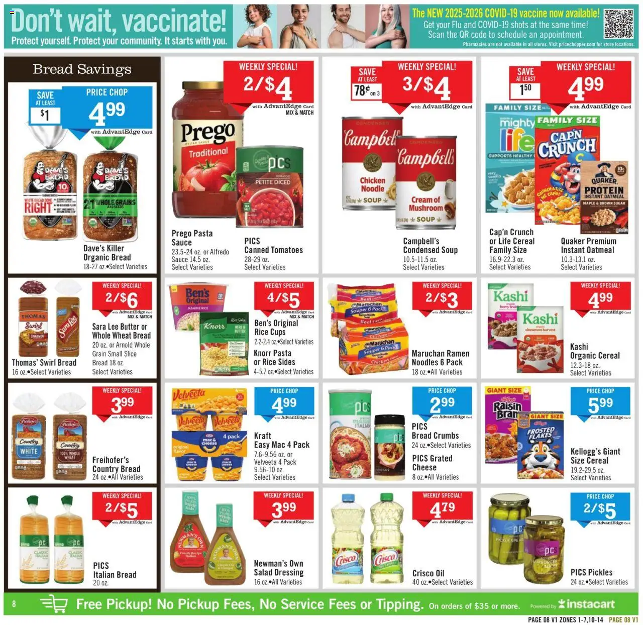 Price Chopper Weekly Ad - valid from 05.10.2025 | Page: 8 | Products: Butter, Noodles, Cream, Flakes