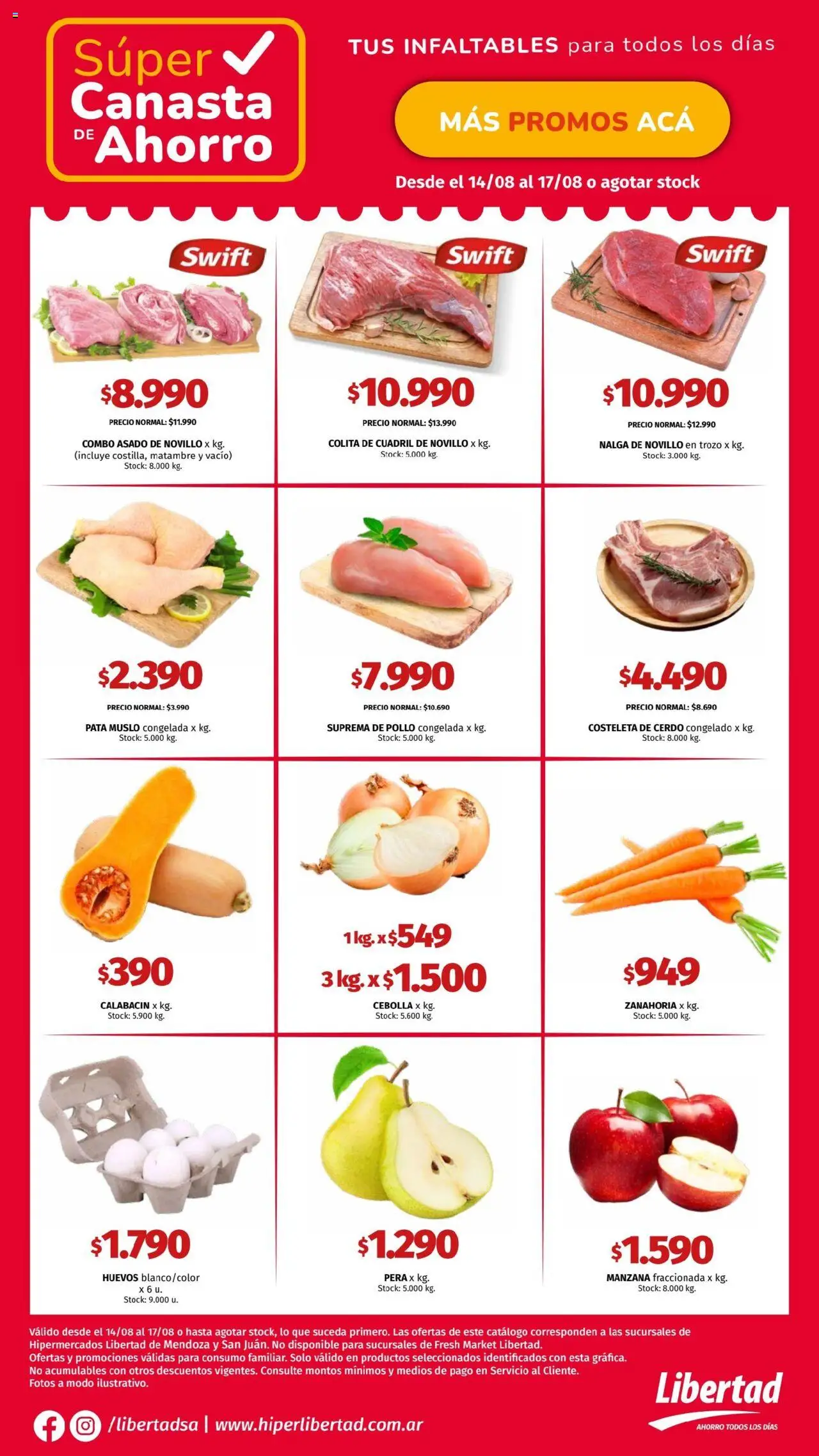 Hipermercado Libertad - Canasta - CUYO │ válido desde el 14.08.2025 | Página: 2 | Productos: Cebolla, Pera, Zanahoria, Canasta