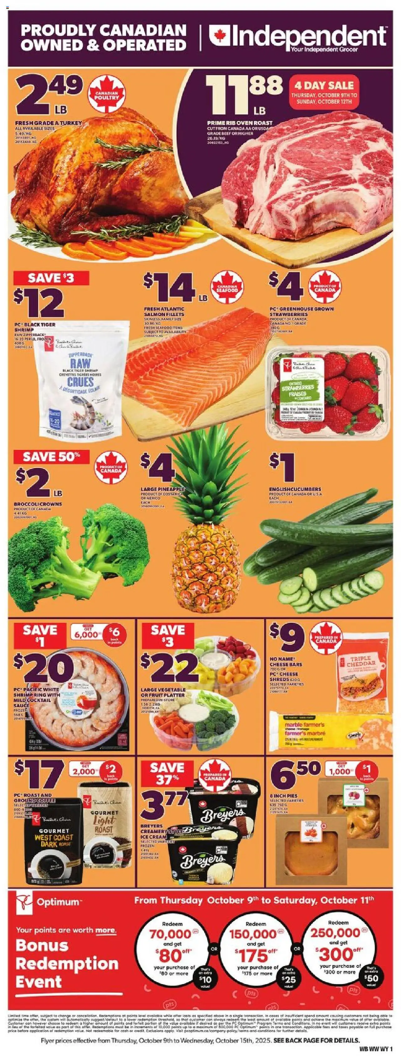 Independent Grocer flyer valid from 09.10.2025 | Page: 3 | Products: Pineapple, Cream, Ice cream, Coffee