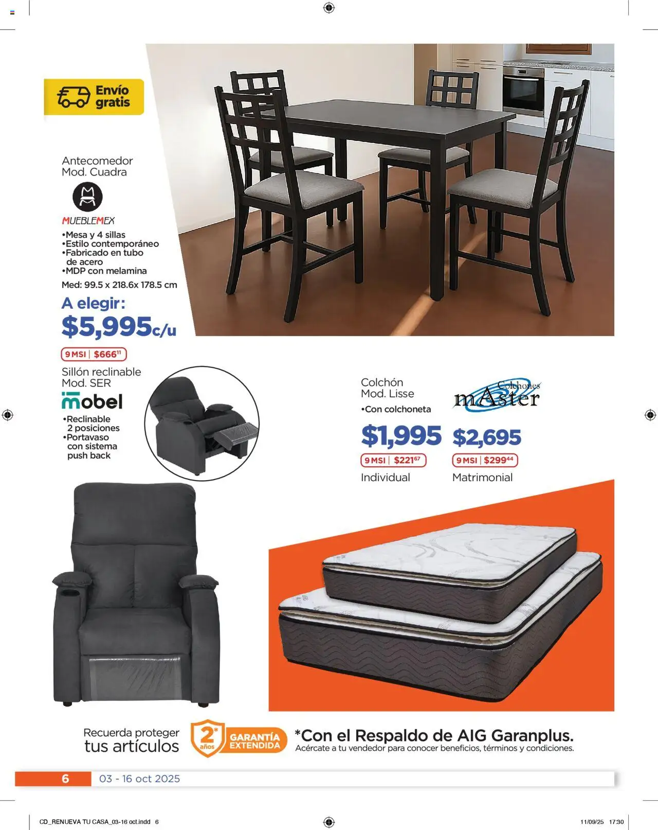 Nuevas ofertas de Chedraui válidas en toda la República Mexicana desde el 03.10.2025. ¡Encuentra las mejores ofertas en Chedraui - Folleto! | Página: 6 | Productos: Colchoneta, Sillón, Colchón