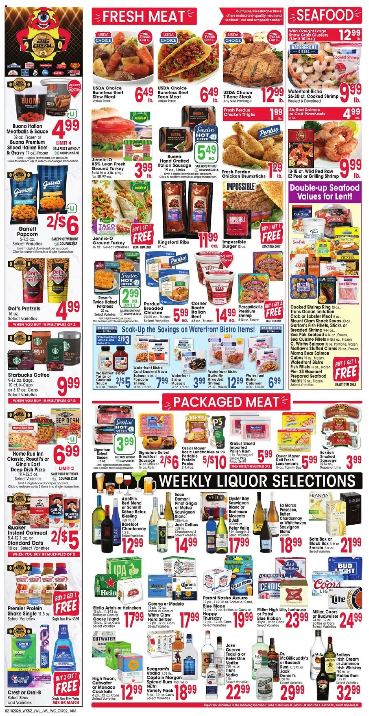 Jewel Osco Weekly Ad - IA - valid from 18.02.2026 | Page: 2 | Products: Ring, Fish, Vodka, Sausage