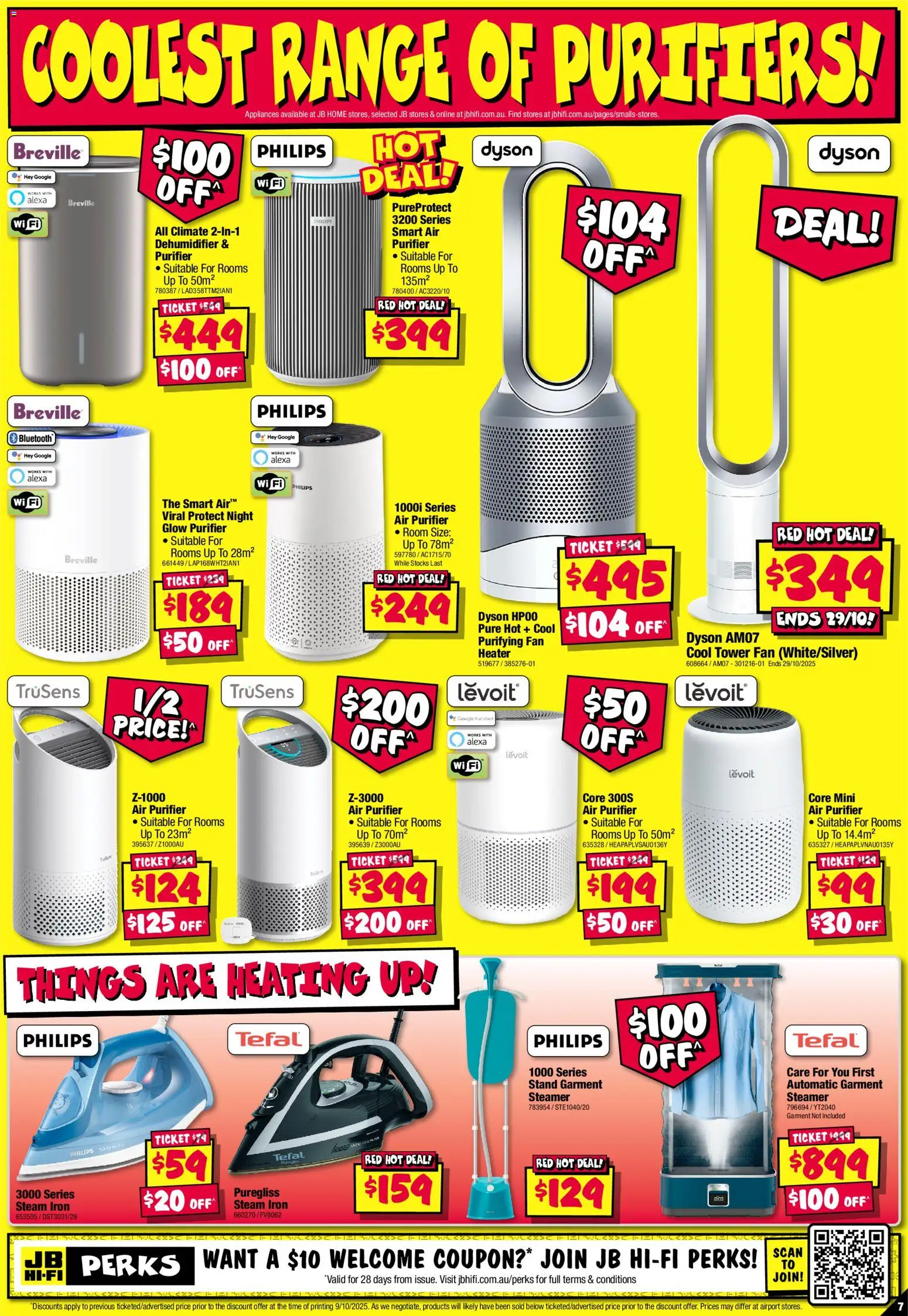 JB Hi-Fi catalogue - valid from 23.10.2025 | Page: 7 | Products: Dehumidifier, Iron, Fan, Air purifier