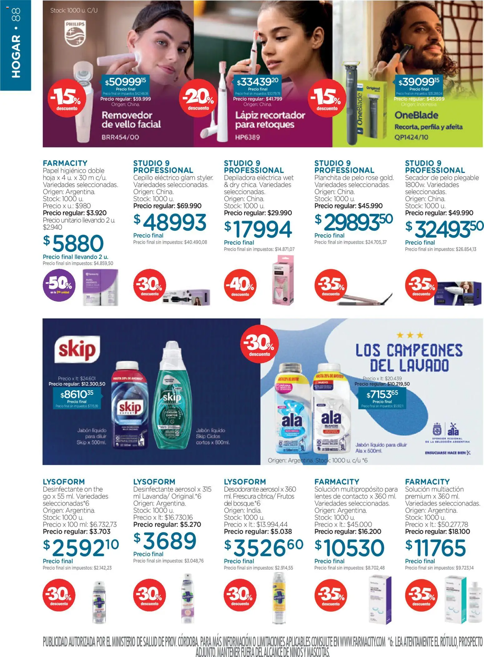 Farmacity catálogo │ válido desde el 03.03.2026 | Página: 88 | Productos: Desinfectante, Papel higiénico, Cepillo, Depiladora