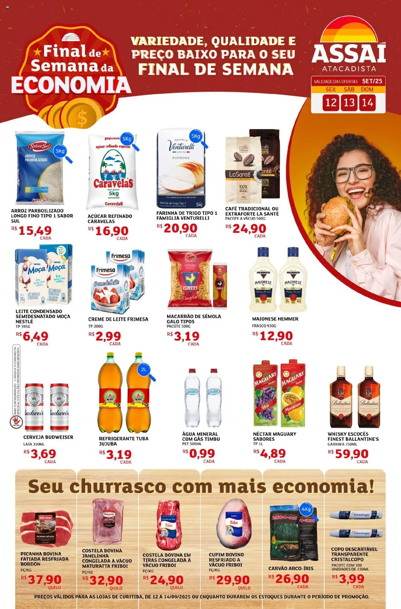 Assaí Atacadista Folheto - válido de 12.09.2025 | Página: 1 | Produtos: Maracujá, Picanha, Cerveja, Maionese