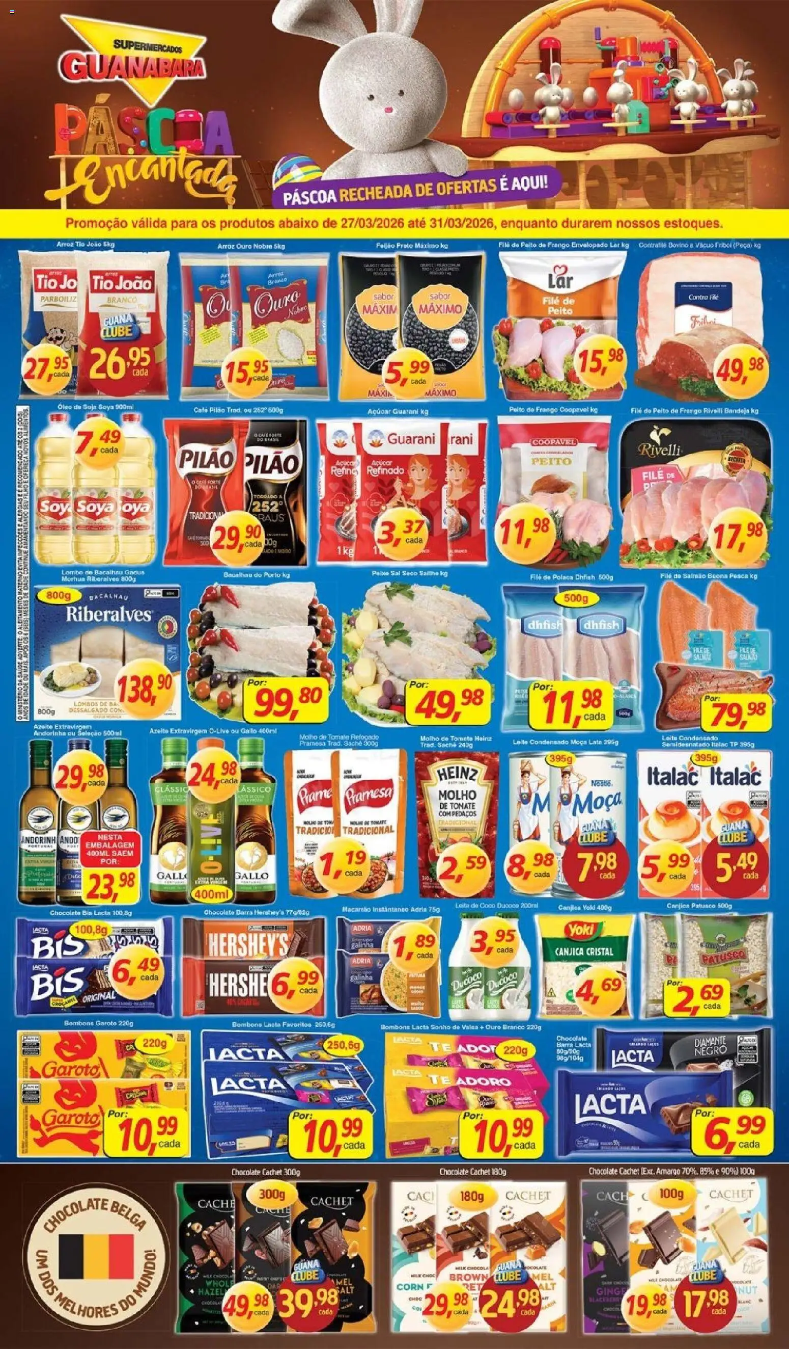 Supermercados Guanabara Folheto - válido de 27.03.2026 | Página: 1 | Produtos: Leite, Óleo, Frango, Leite condensado