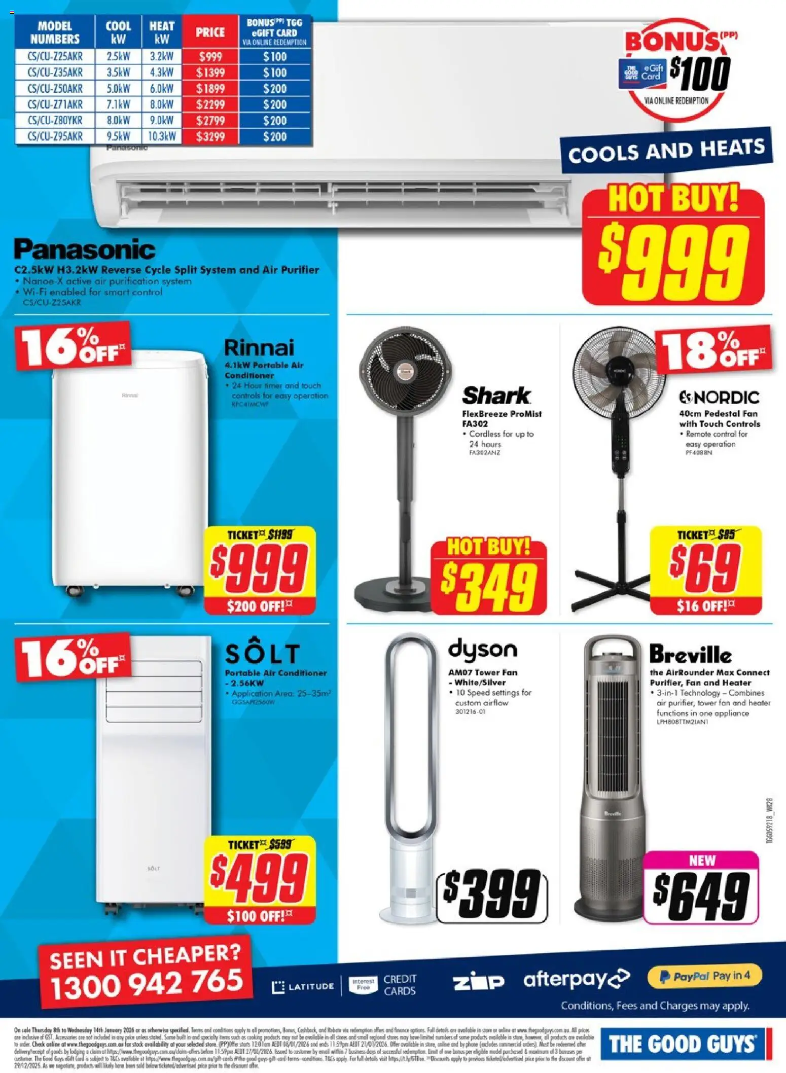 The Good Guys catalogue - valid from 07.01.2026 | Page: 12 | Products: Heater, Conditioner, Fan, Air purifier