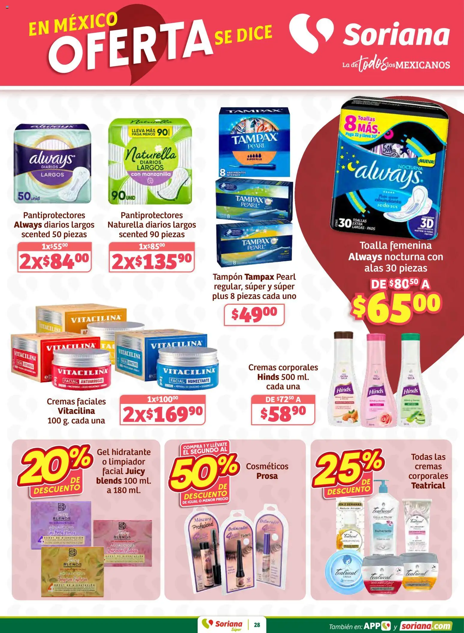 Nuevas ofertas de Soriana válidas en toda la República Mexicana desde el 02.01.2026. ¡Encuentra las mejores ofertas en Soriana - Preciazazaso Súper: Frontera Chia, Q. Roo! | Página: 28 | Productos: Máscara, Limpiador, Toallas, Delineador